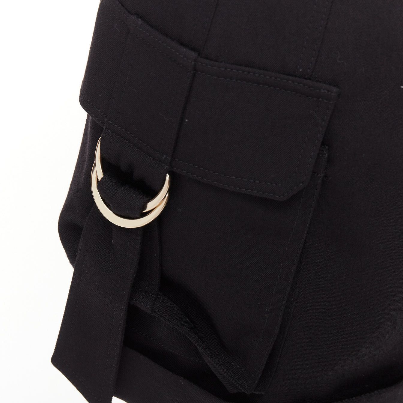 Balmain BALMAIN black wool gold logo button pocketed cargo shorts FR36 S Size 27" / US 4 / IT 40 - 2 Thumbnail