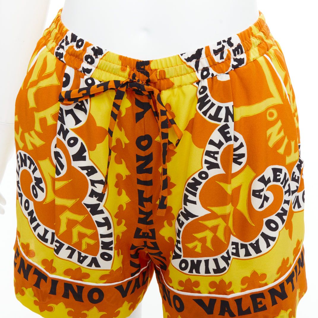 Valentino VALENTINO 2022 100% silk crepe yellow bandana print wide shorts IT36 XXS Size 25" / US 0 / IT 36 - 7 Thumbnail