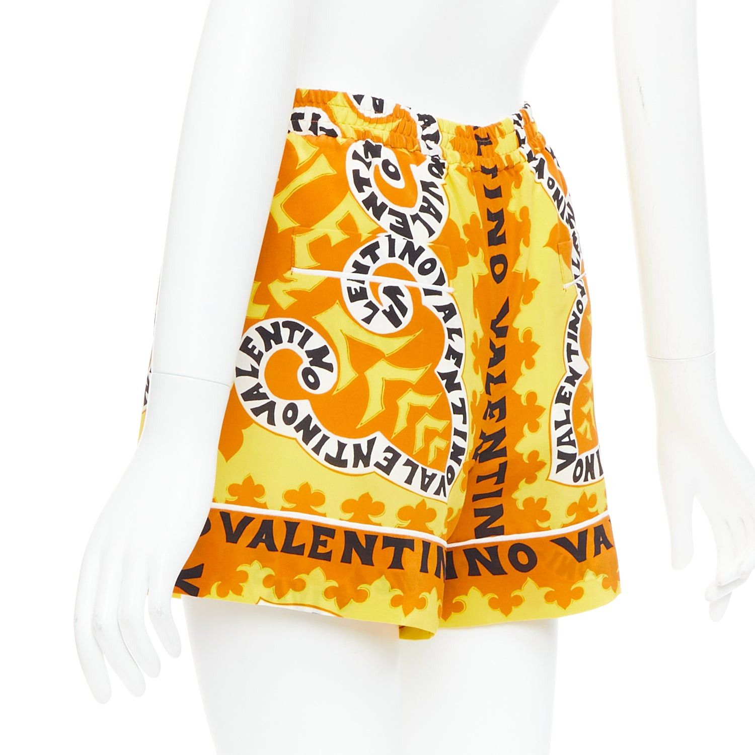 Valentino VALENTINO 2022 100% silk crepe yellow bandana print wide shorts IT36 XXS Size 25" / US 0 / IT 36 - 6 Thumbnail