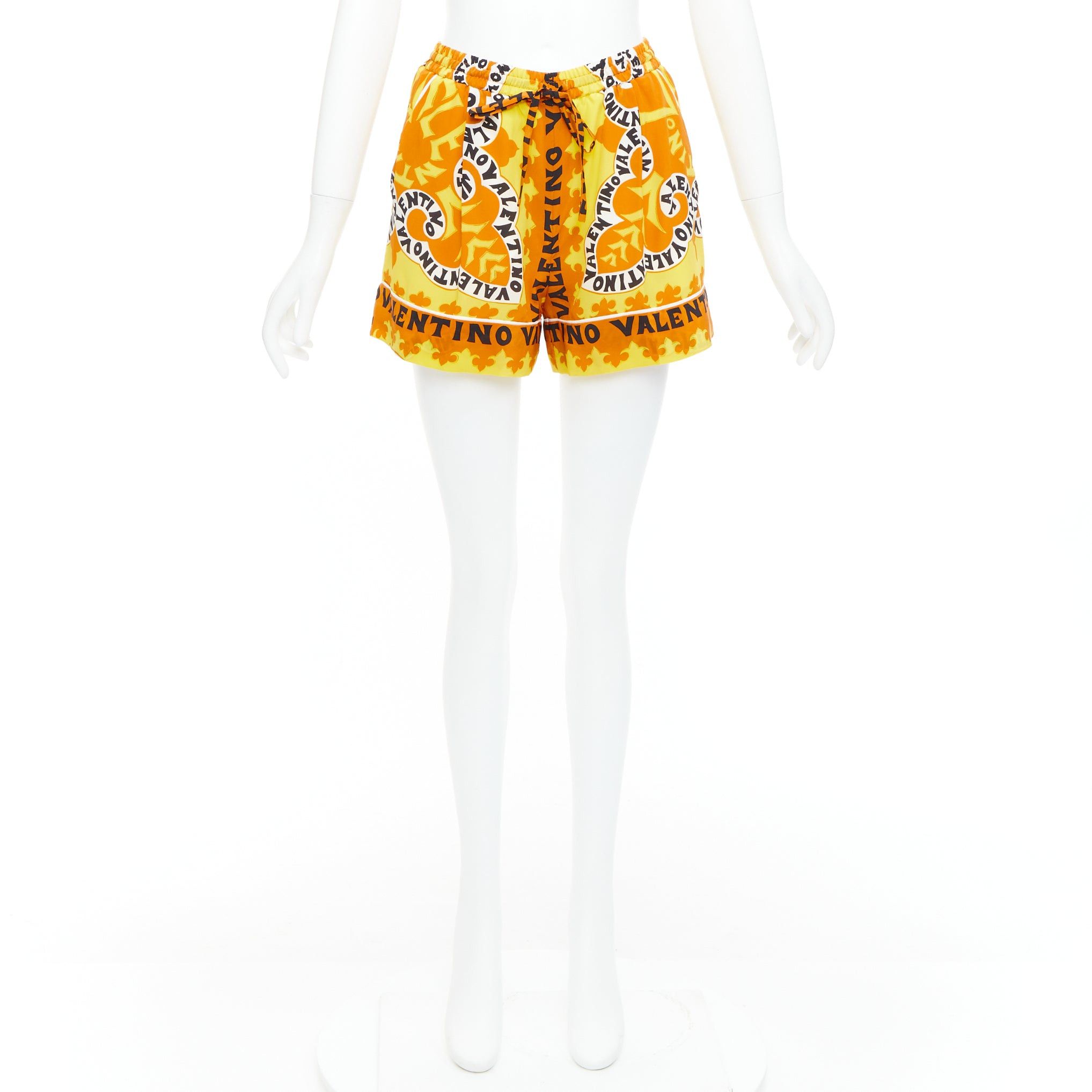 Valentino VALENTINO 2022 100% silk crepe yellow bandana print wide shorts IT36 XXS Size 25" / US 0 / IT 36 - 9 Thumbnail