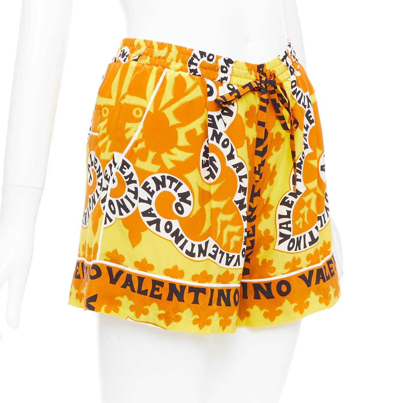 Valentino VALENTINO 2022 100% silk crepe yellow bandana print wide shorts IT36 XXS Size 25" / US 0 / IT 36 - 3 Thumbnail