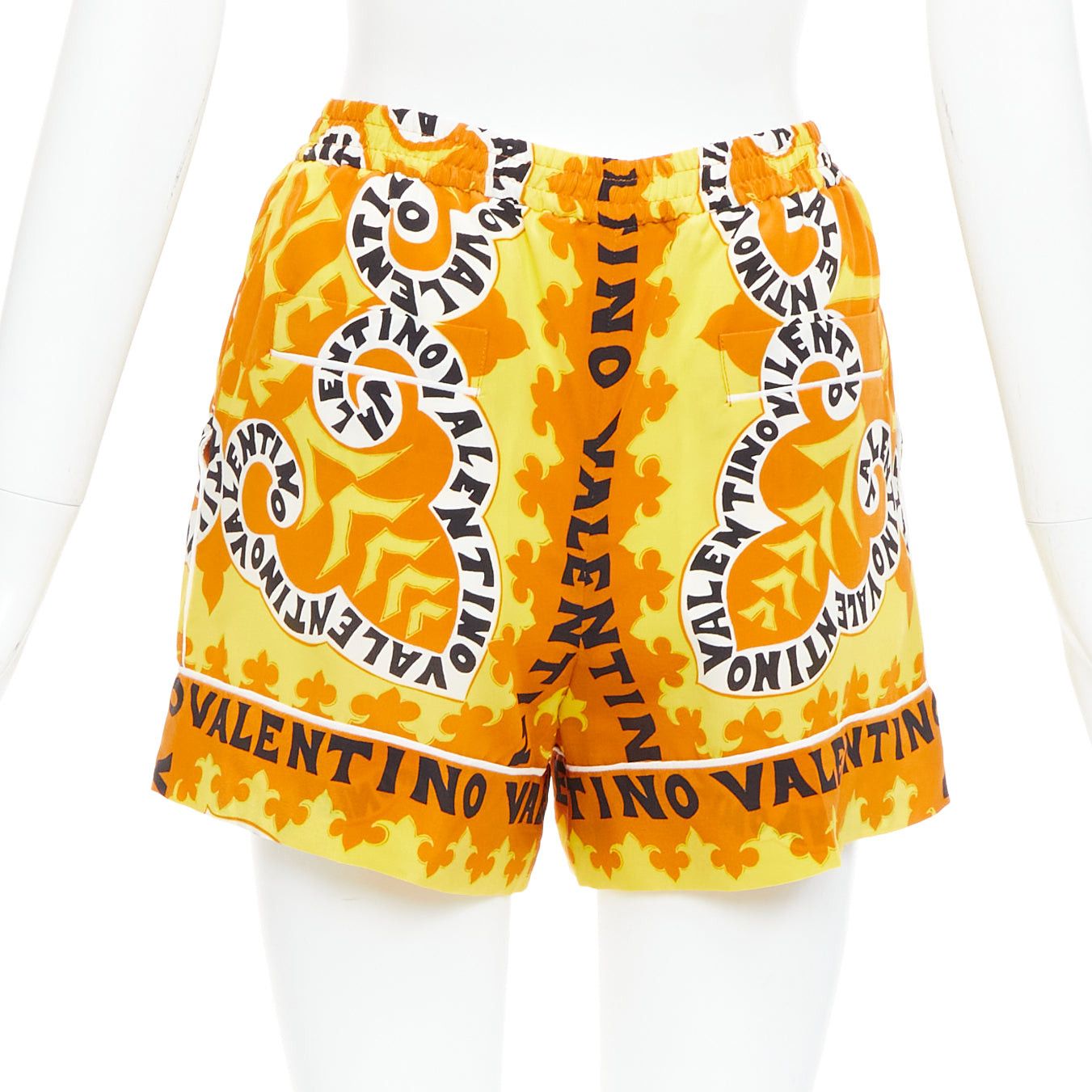 Valentino VALENTINO 2022 100% silk crepe yellow bandana print wide shorts IT36 XXS Size 25" / US 0 / IT 36 - 5 Thumbnail