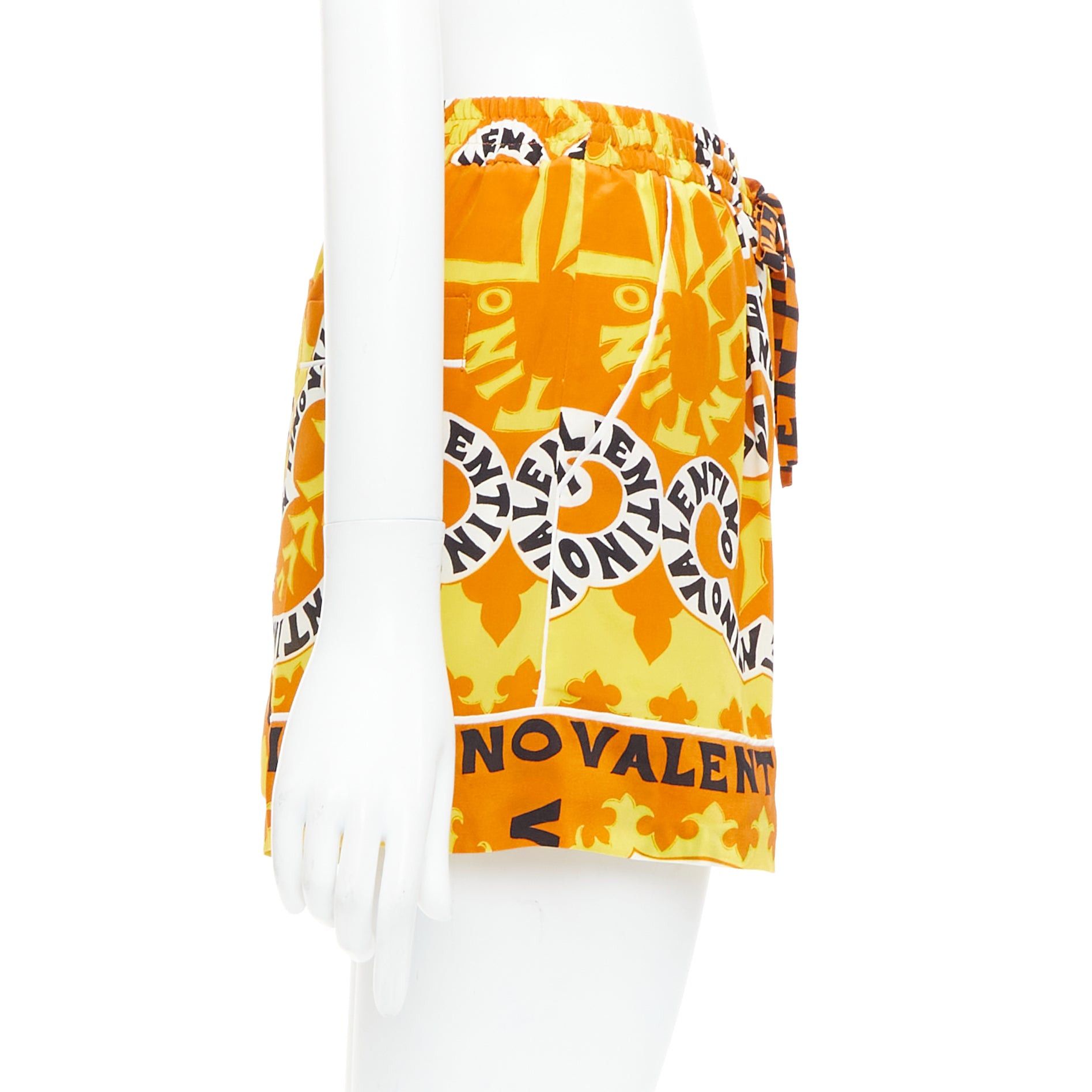 Valentino VALENTINO 2022 100% silk crepe yellow bandana print wide shorts IT36 XXS Size 25" / US 0 / IT 36 - 4 Thumbnail