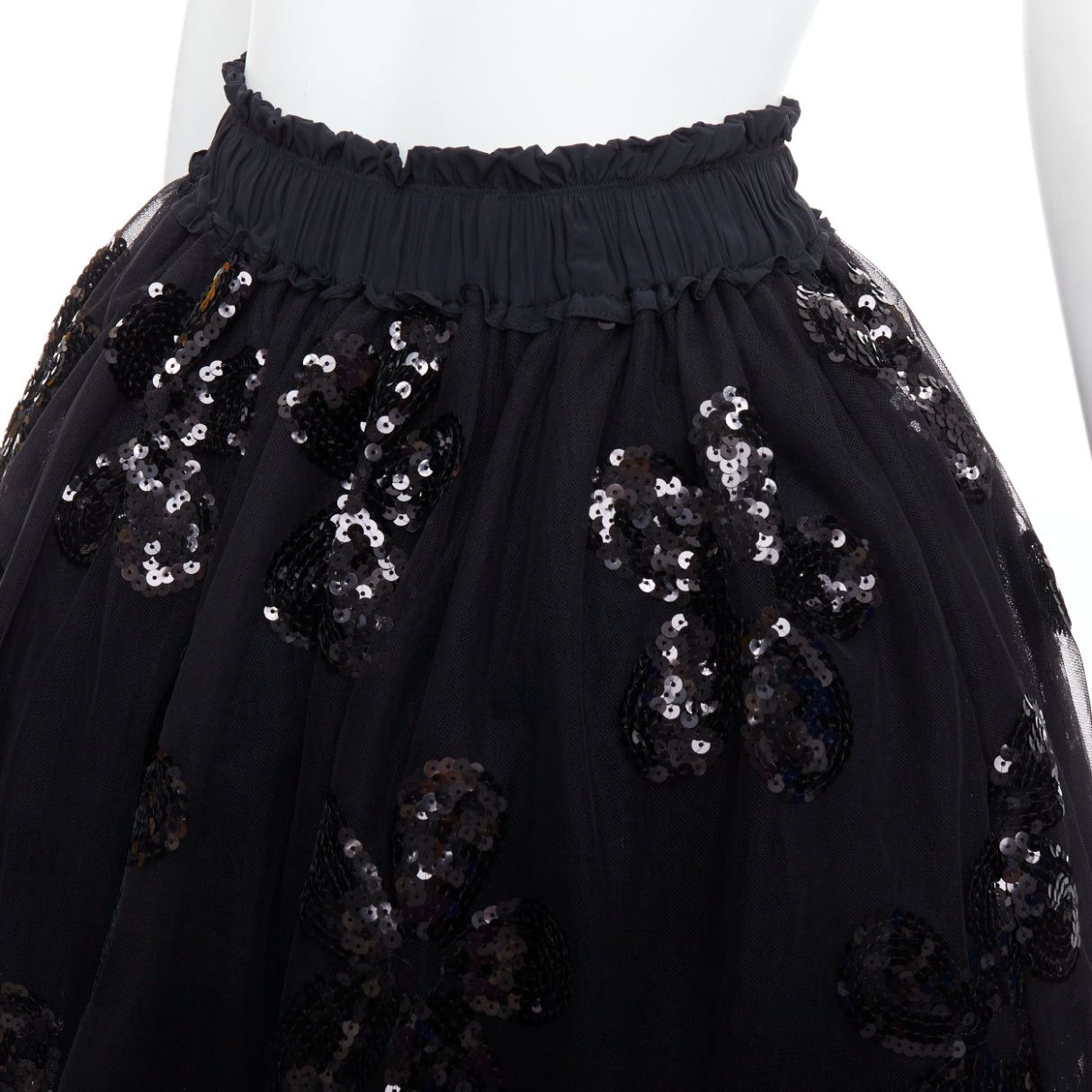 Simone Rocha SIMONE ROCHA black floral sequin embellished tulle tutu skirt UK4 XXS Size 25" / US 0 / IT 36 - 7 Thumbnail