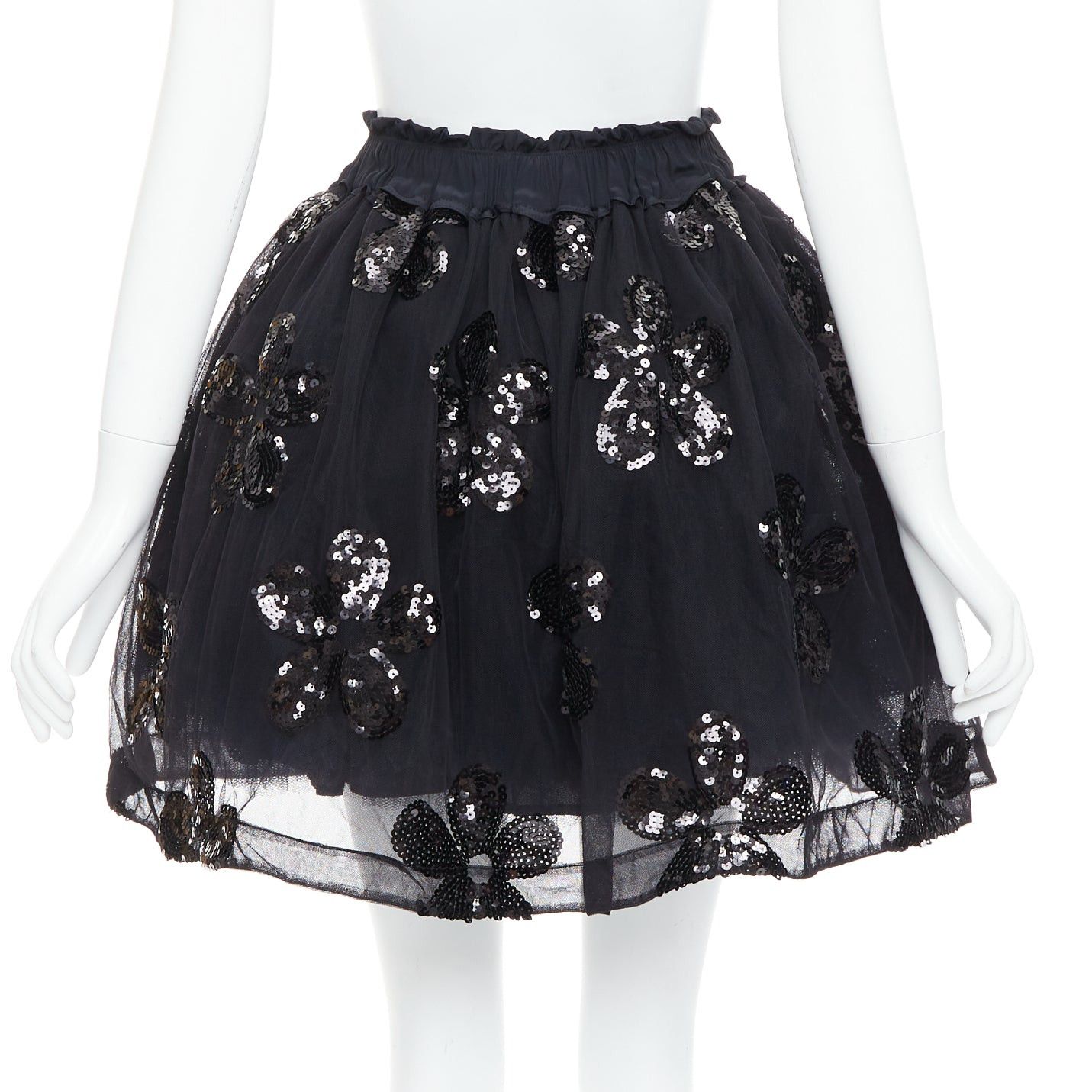 Simone Rocha SIMONE ROCHA black floral sequin embellished tulle tutu skirt UK4 XXS Size 25" / US 0 / IT 36 - 5 Thumbnail