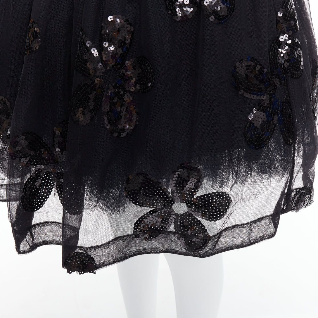 Simone Rocha SIMONE ROCHA black floral sequin embellished tulle tutu skirt UK4 XXS Size 25" / US 0 / IT 36 - 2 Thumbnail