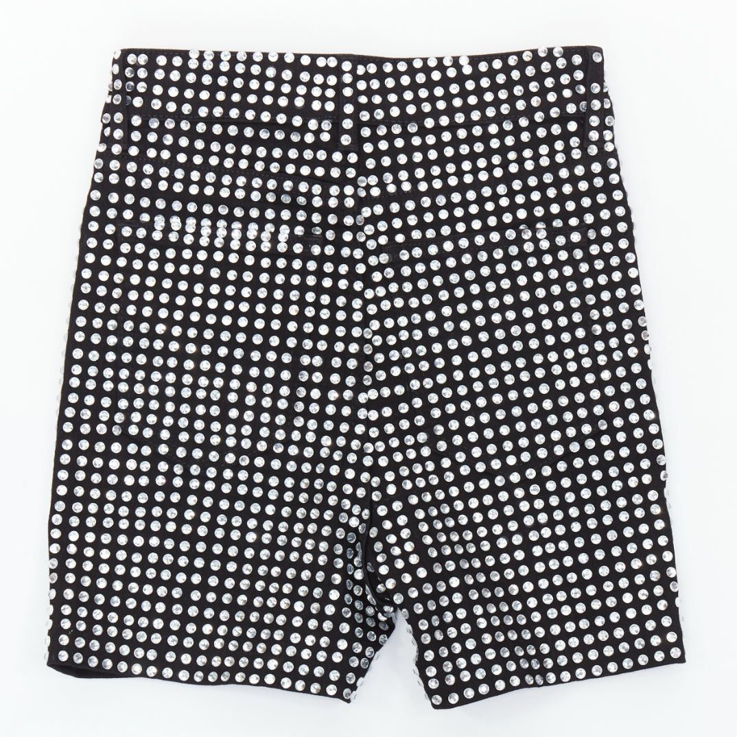 Other LOU LOU COUTURE black clear glass crystal encrusted cotton high waiste shorts XS Size 26" / US 2 / IT 38 - 4 Thumbnail