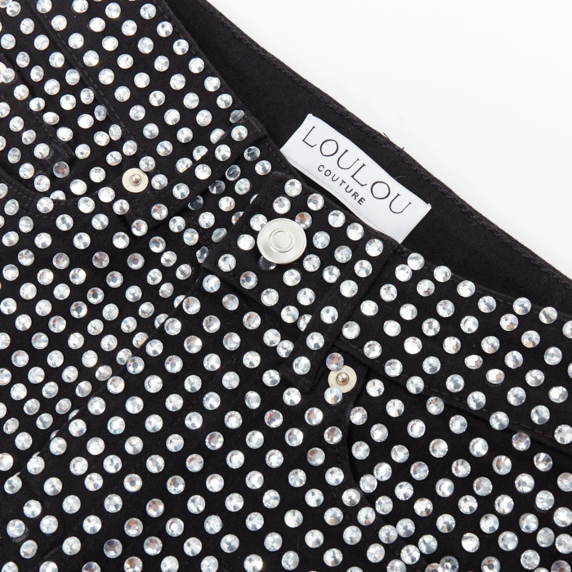 Other LOU LOU COUTURE black clear glass crystal encrusted cotton high waiste shorts XS Size 26" / US 2 / IT 38 - 2 Thumbnail