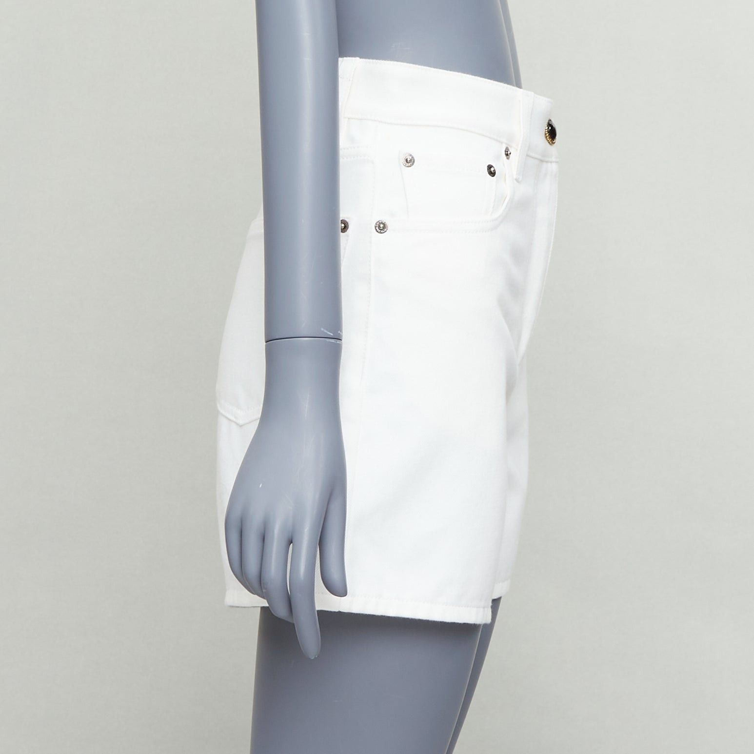 Louis Vuitton LOUIS VUITTON 2024 white cotton accent denim mini shorts FR34 XS Size 26" / US 2 / IT 38 - 4 Thumbnail