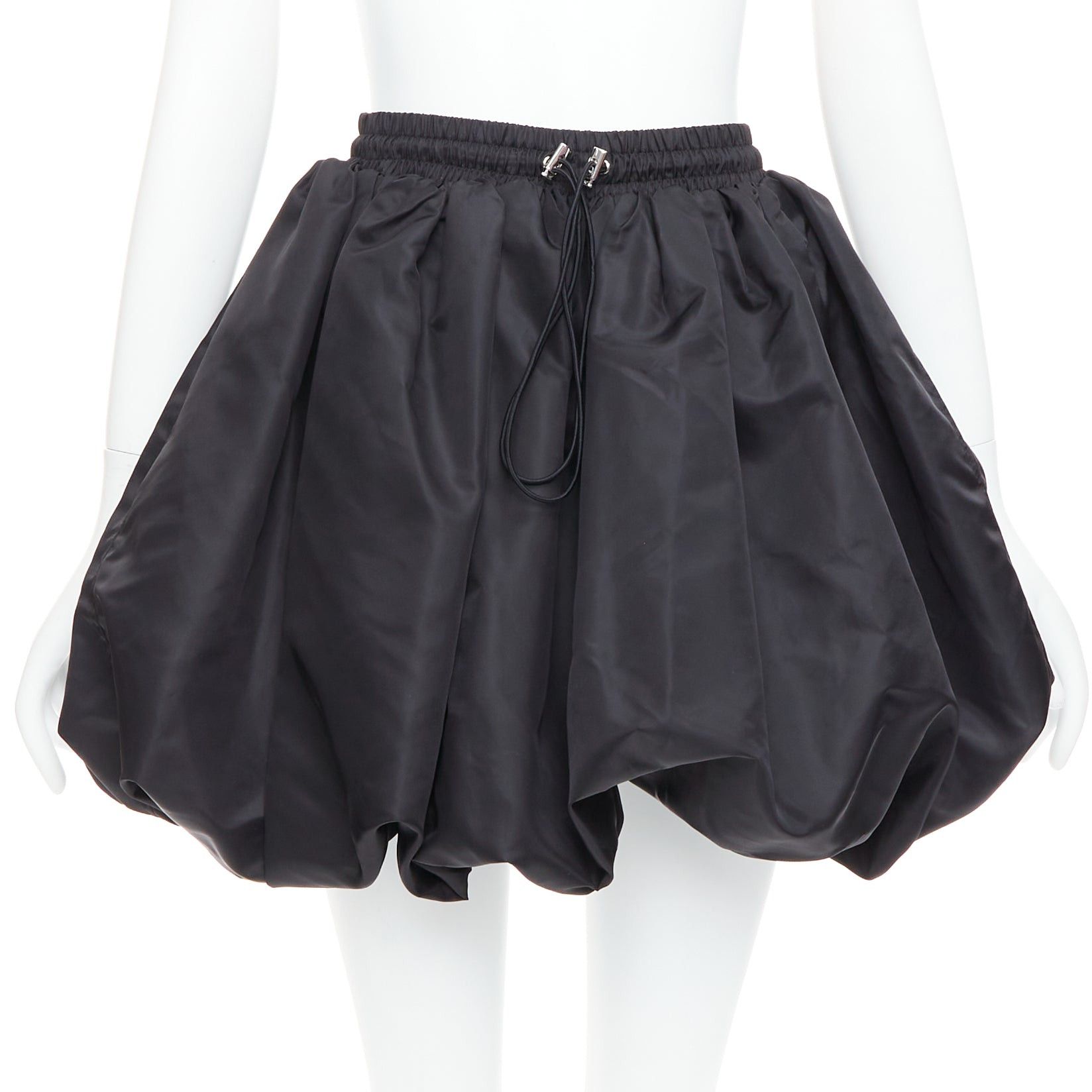 Other DAVID KOMA black nylon bubble silver drawstring puffball skirt UK6 XS Size 26" / US 2 / IT 38 - 6 Thumbnail