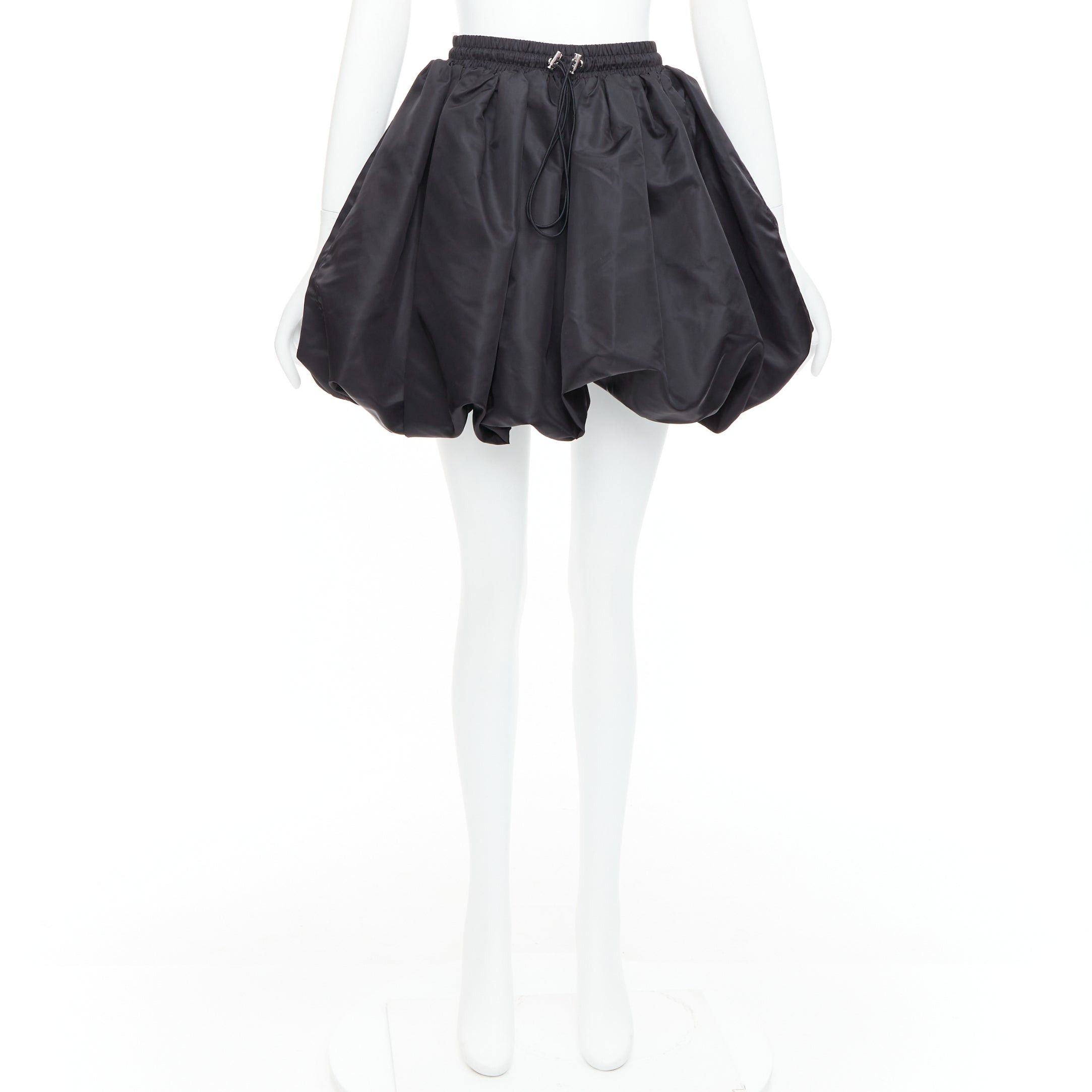 Other DAVID KOMA black nylon bubble silver drawstring puffball skirt UK6 XS Size 26" / US 2 / IT 38 - 9 Thumbnail