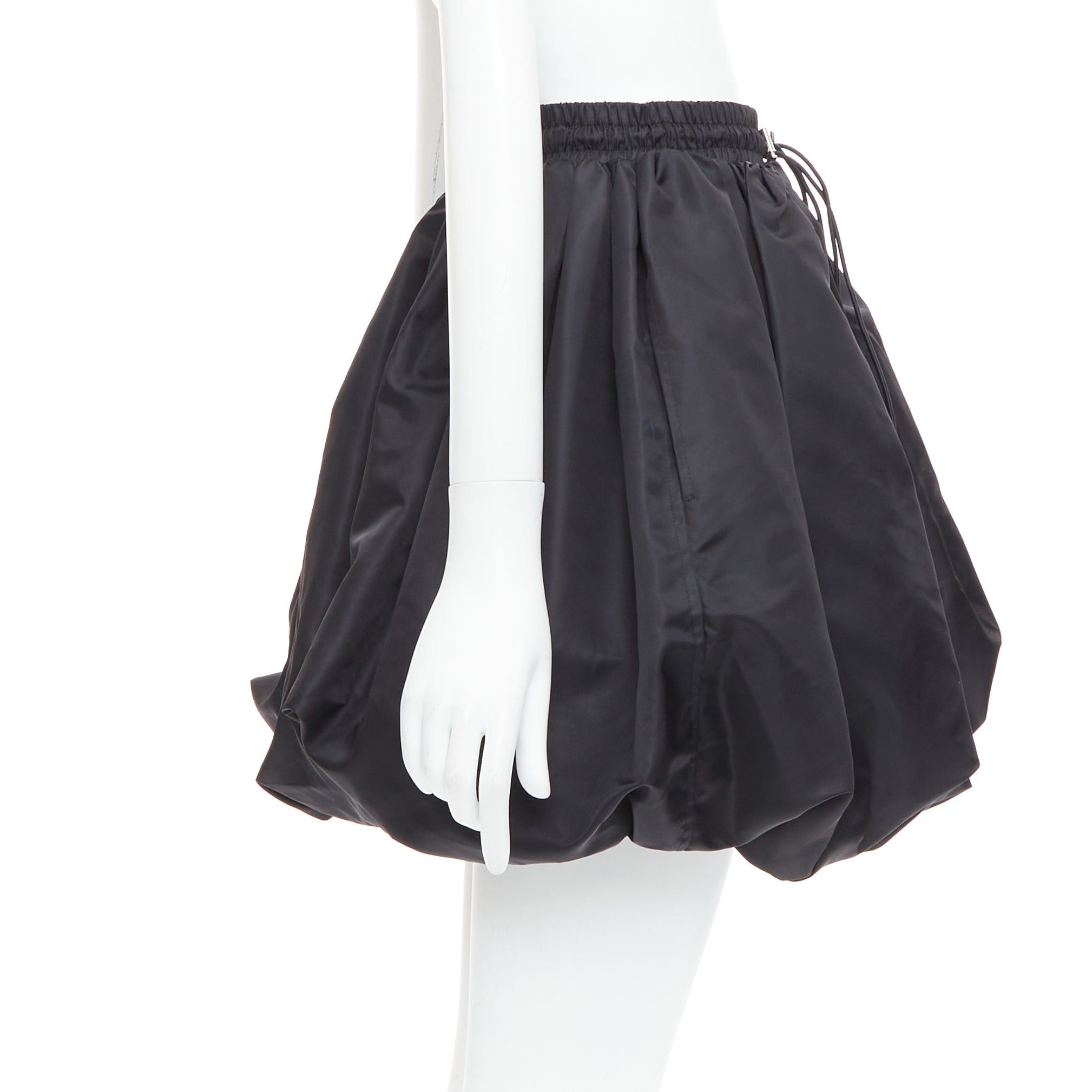 Other DAVID KOMA black nylon bubble silver drawstring puffball skirt UK6 XS Size 26" / US 2 / IT 38 - 4 Thumbnail
