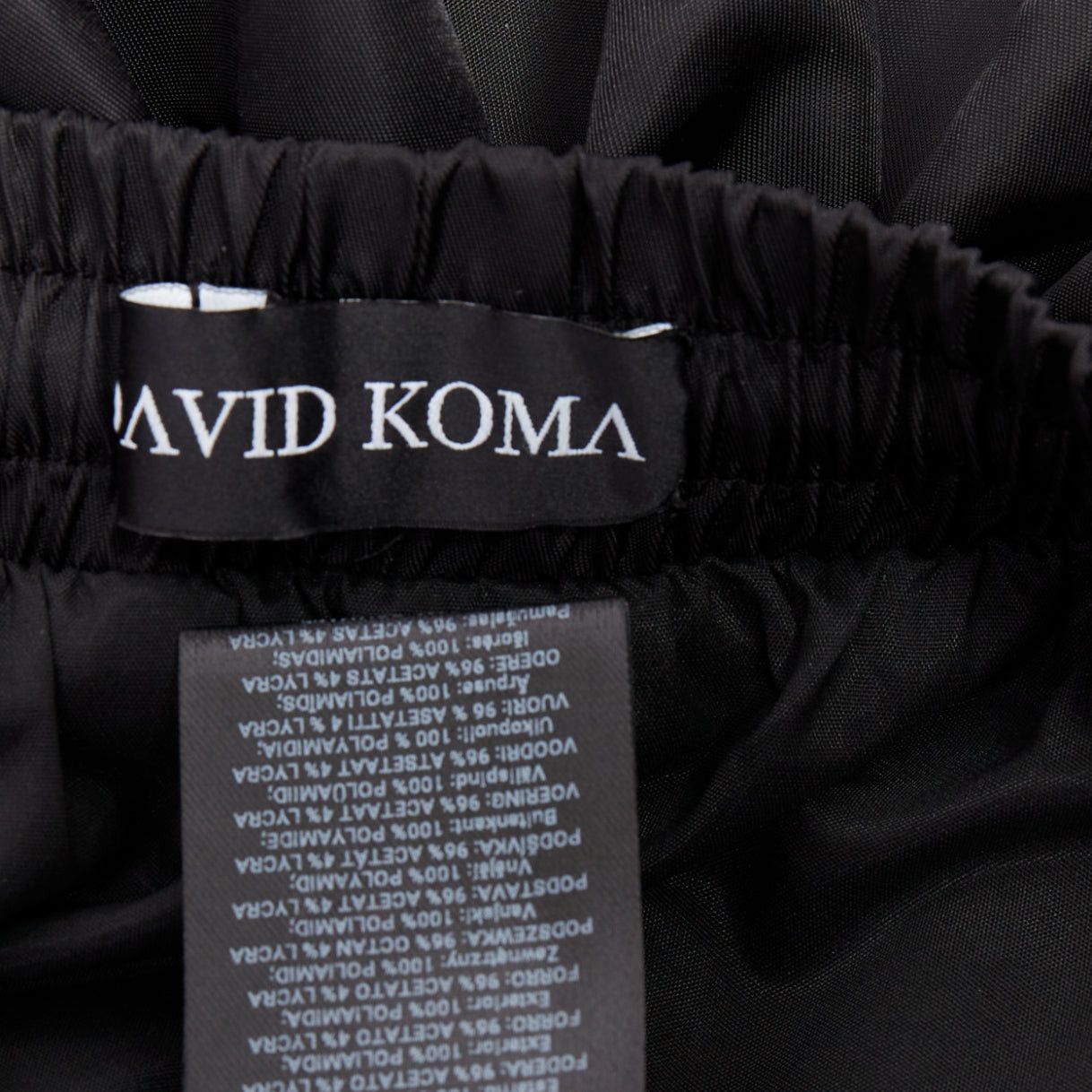 Other DAVID KOMA black nylon bubble silver drawstring puffball skirt UK6 XS Size 26" / US 2 / IT 38 - 8 Thumbnail