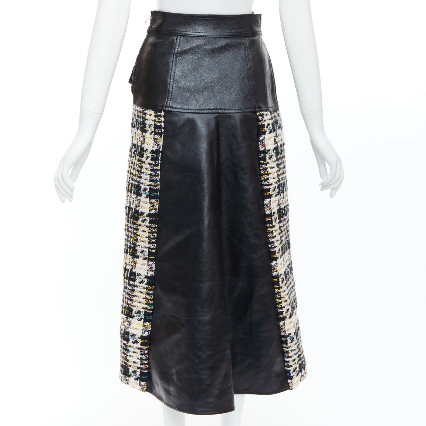 Alexander McQueen ALEXANDER MCQUEEN 2023 Hybrid leather tweed deconstructed biker skirt IT36 XXS Size 25" / US 0 / IT 36 - 5 Thumbnail