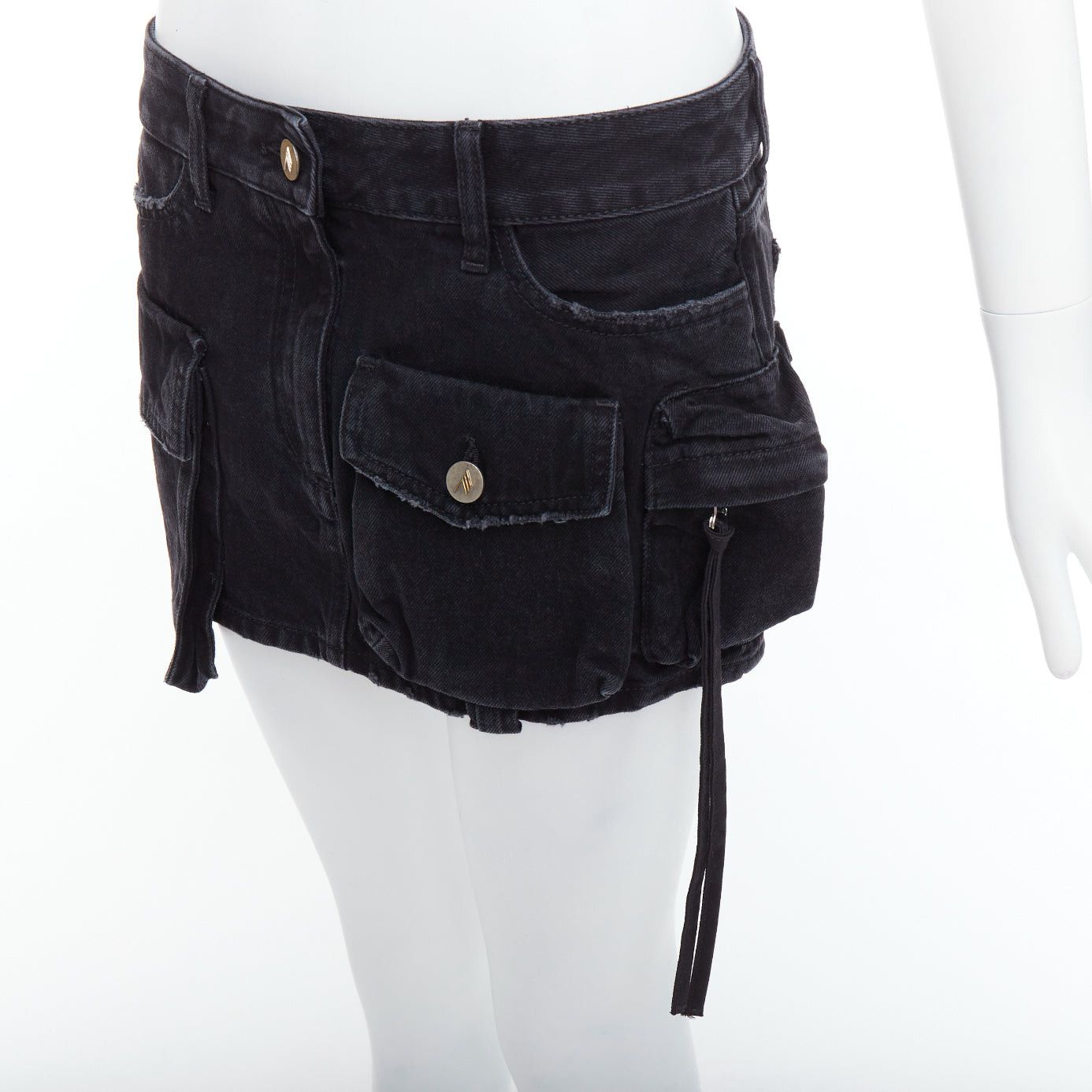 The Attico THE ATTICO Fay black washed denim pocketed cargo mini skirt 26" Size 26" / US 2 / IT 38 - 2 Thumbnail