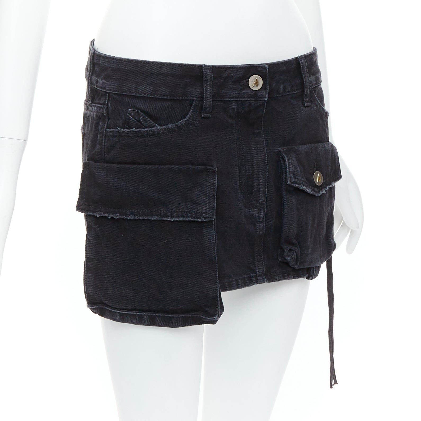 The Attico THE ATTICO Fay black washed denim pocketed cargo mini skirt 26" Size 26" / US 2 / IT 38 - 3 Thumbnail