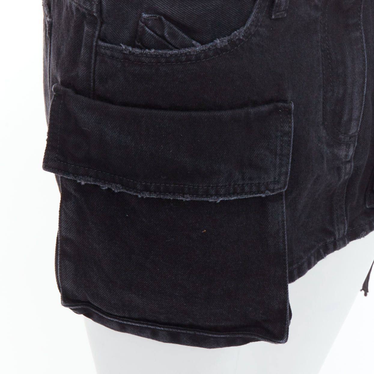 The Attico THE ATTICO Fay black washed denim pocketed cargo mini skirt 26" Size 26" / US 2 / IT 38 - 7 Thumbnail