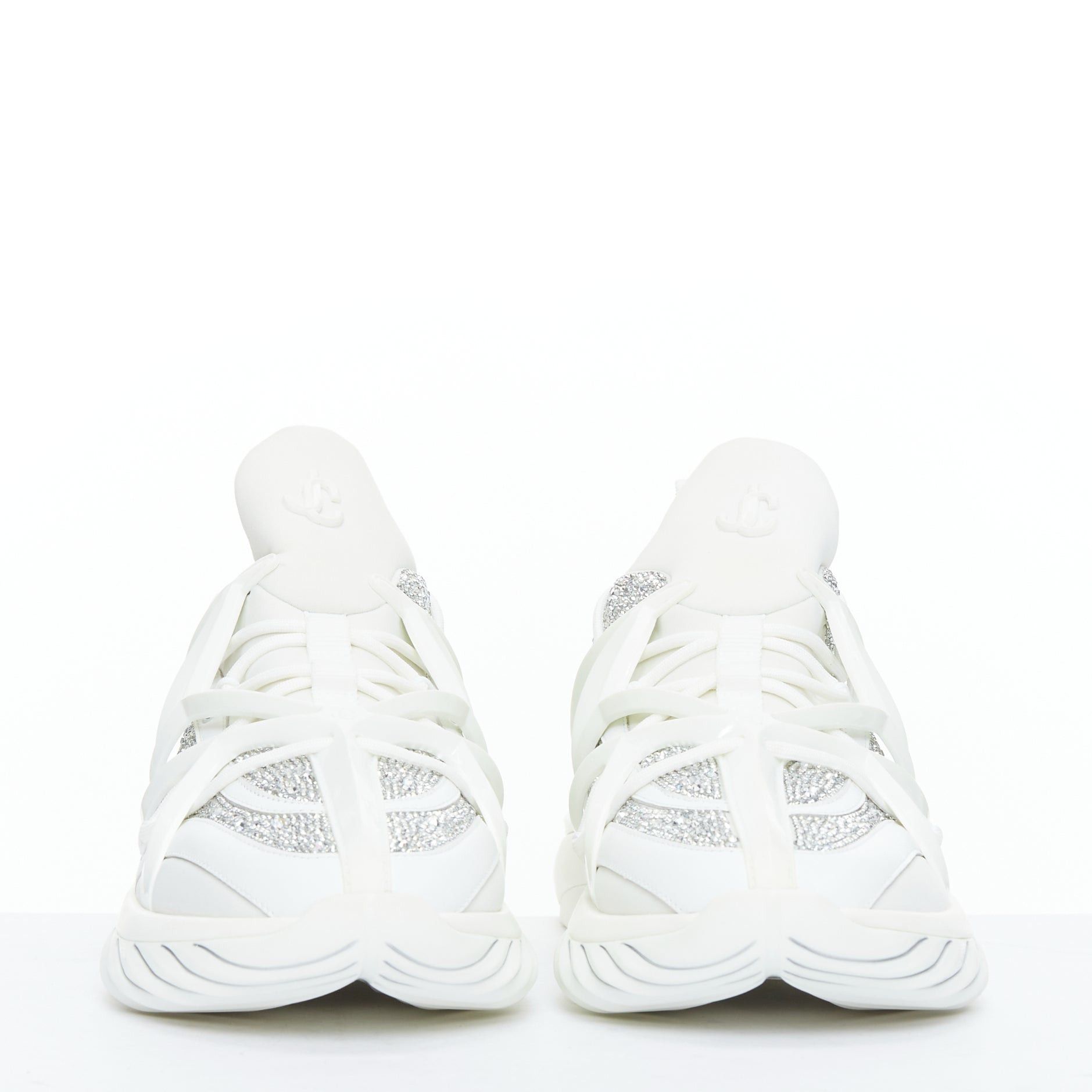 Jimmy Choo JIMMY CHOO 2024 Cosmos white crystal round toe lace up sneakers EU39 Size US 9 / IT 39 - 3 Thumbnail