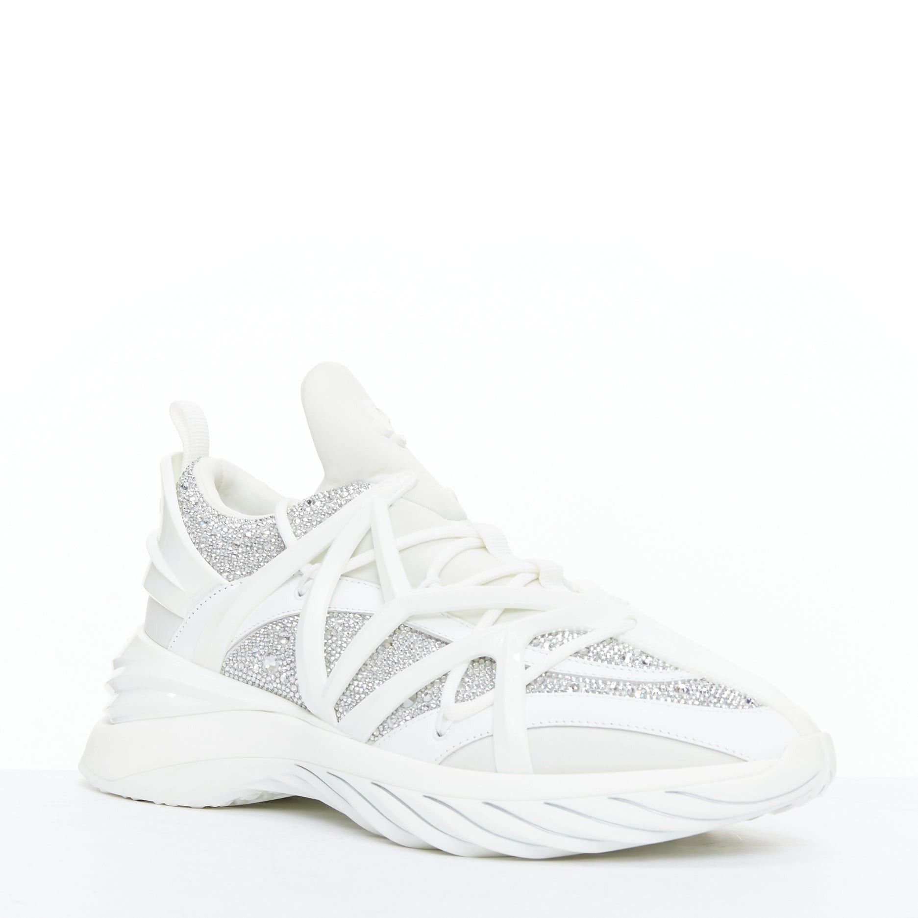 Jimmy Choo JIMMY CHOO 2024 Cosmos white crystal round toe lace up sneakers EU39 Size US 9 / IT 39 - 2 Thumbnail