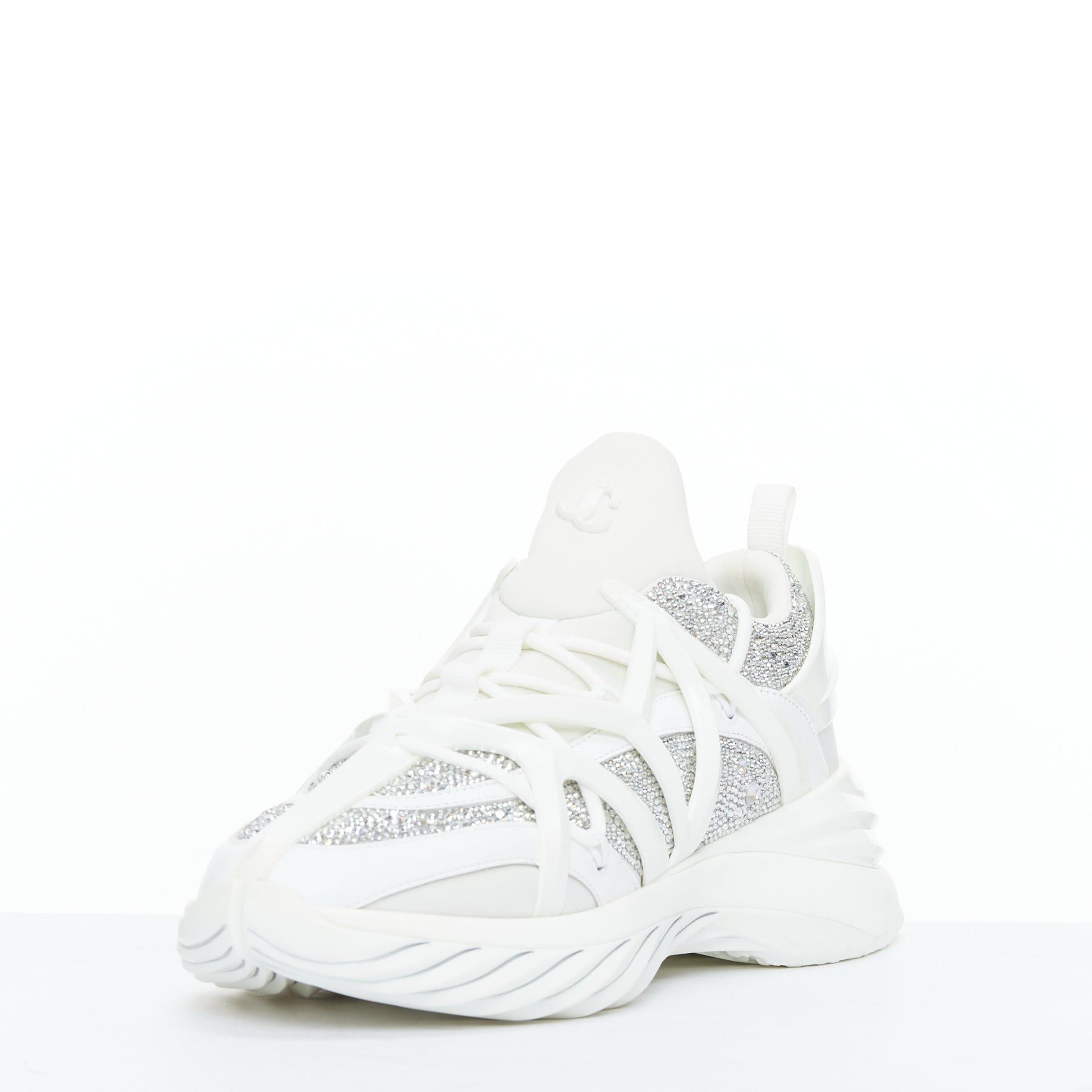 Jimmy Choo JIMMY CHOO 2024 Cosmos white crystal round toe lace up sneakers EU39 Size US 9 / IT 39 - 4 Thumbnail