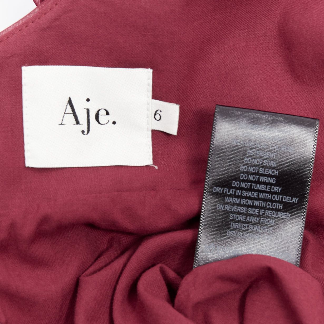 Aje AJE Greta maroon burgundy organza puff sleeve mini dress UK6 XS Size XS / US 0-2 / IT 36-38 - 8 Thumbnail