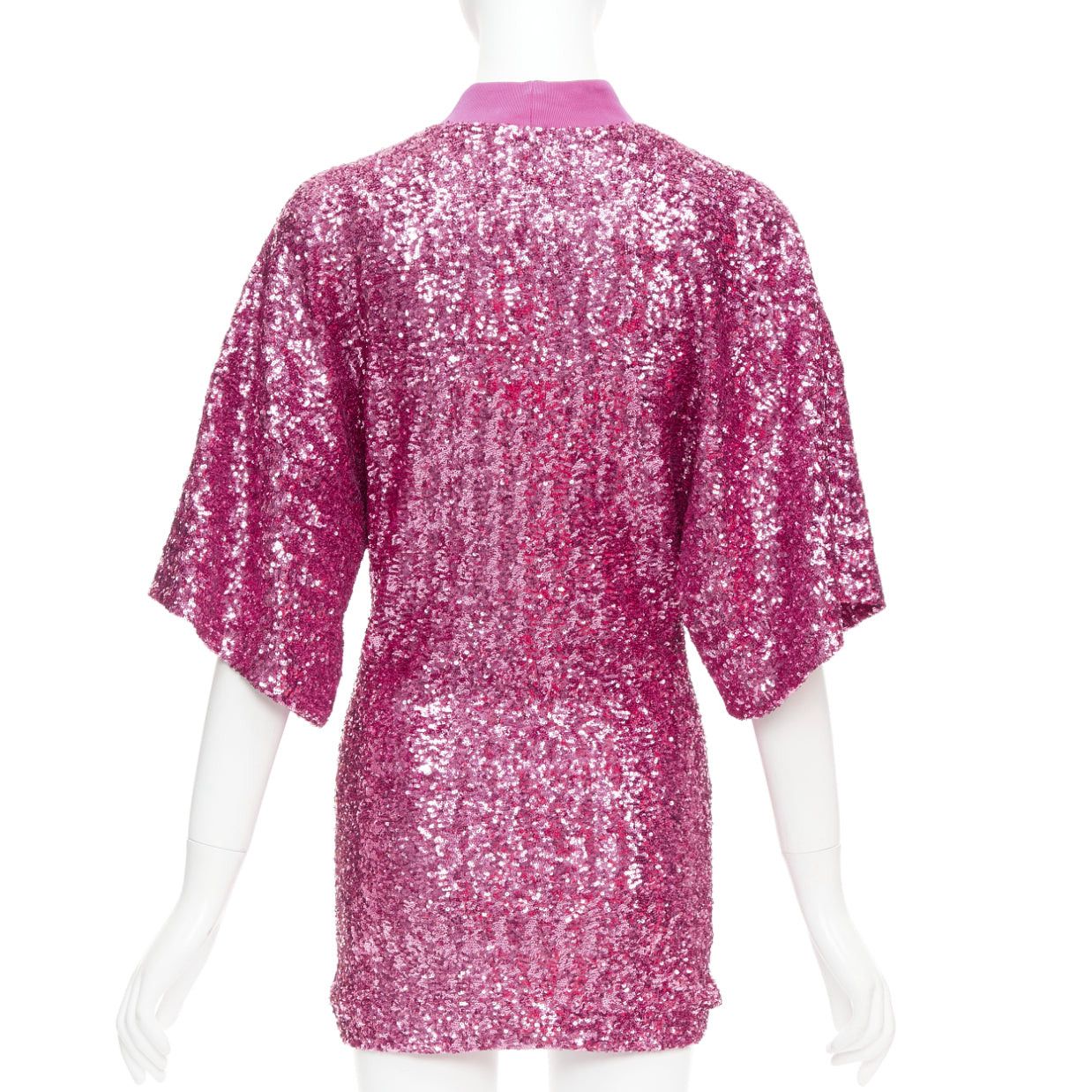 The Attico THE ATTICO hot pink sequin dolman sleeves crew neck mini dress IT38 XS Size XS / US 0-2 / IT 36-38 - 5 Thumbnail