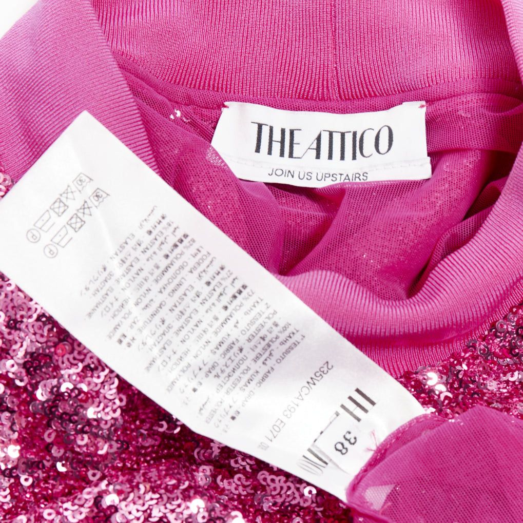 The Attico THE ATTICO hot pink sequin dolman sleeves crew neck mini dress IT38 XS Size XS / US 0-2 / IT 36-38 - 8 Thumbnail