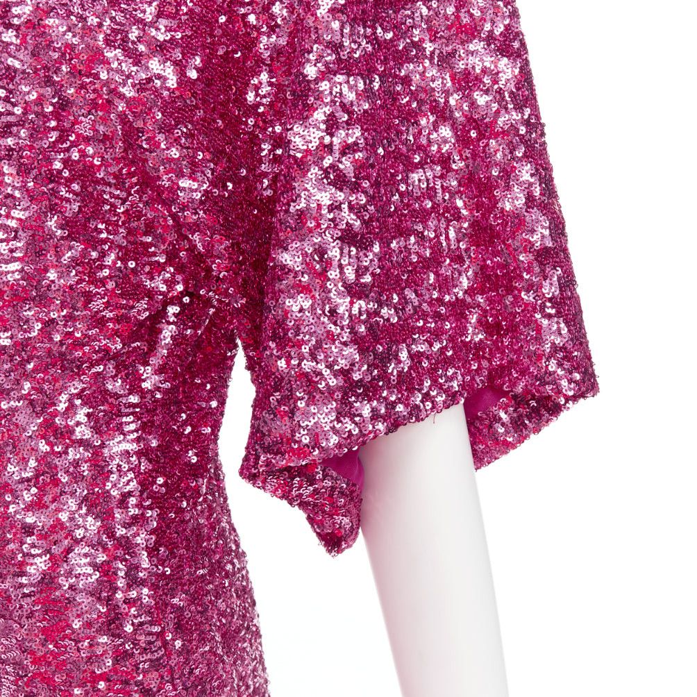 The Attico THE ATTICO hot pink sequin dolman sleeves crew neck mini dress IT38 XS Size XS / US 0-2 / IT 36-38 - 7 Thumbnail