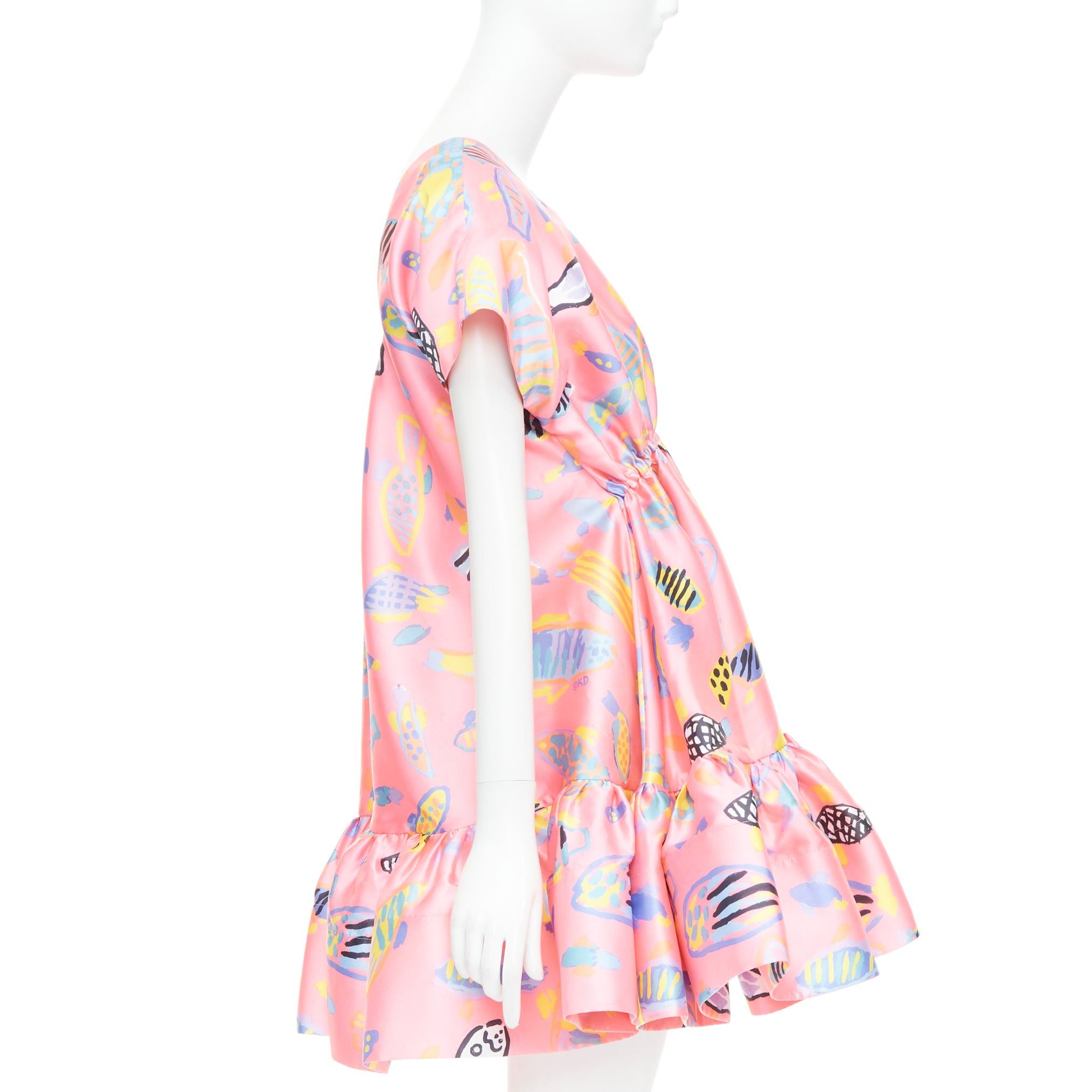 Other ROMANCE WAS BORN Ken Done pink multicolor illustration print babydoll dress S Size S / US 4 / IT 40 - 4 Thumbnail