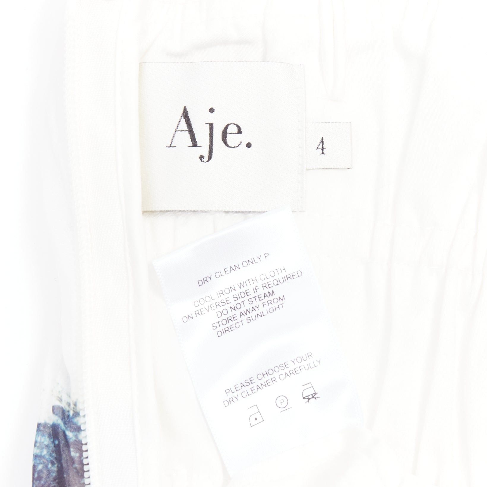 Aje AJE Celestial white multicolor abstract paint print pleated mini dress UK4 XXS Size S / US 4 / IT 40 - 8 Thumbnail