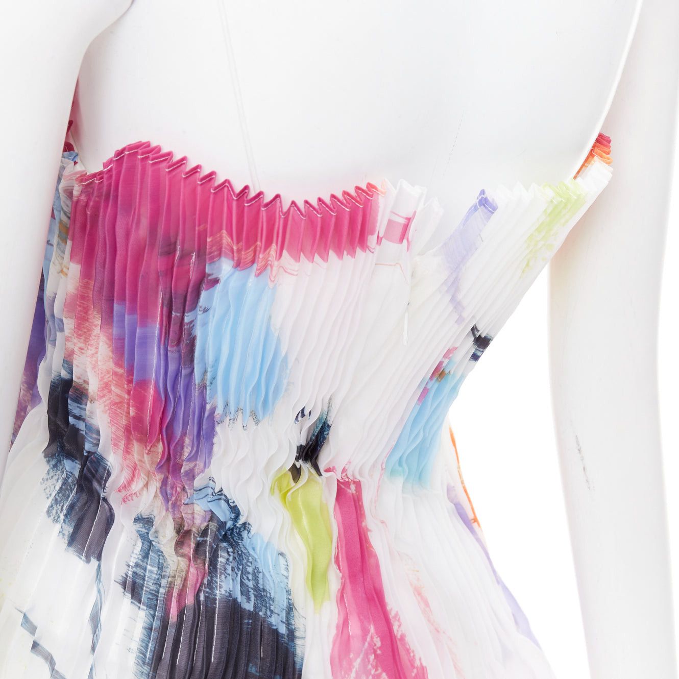Aje AJE Celestial white multicolor abstract paint print pleated mini dress UK4 XXS Size S / US 4 / IT 40 - 7 Thumbnail