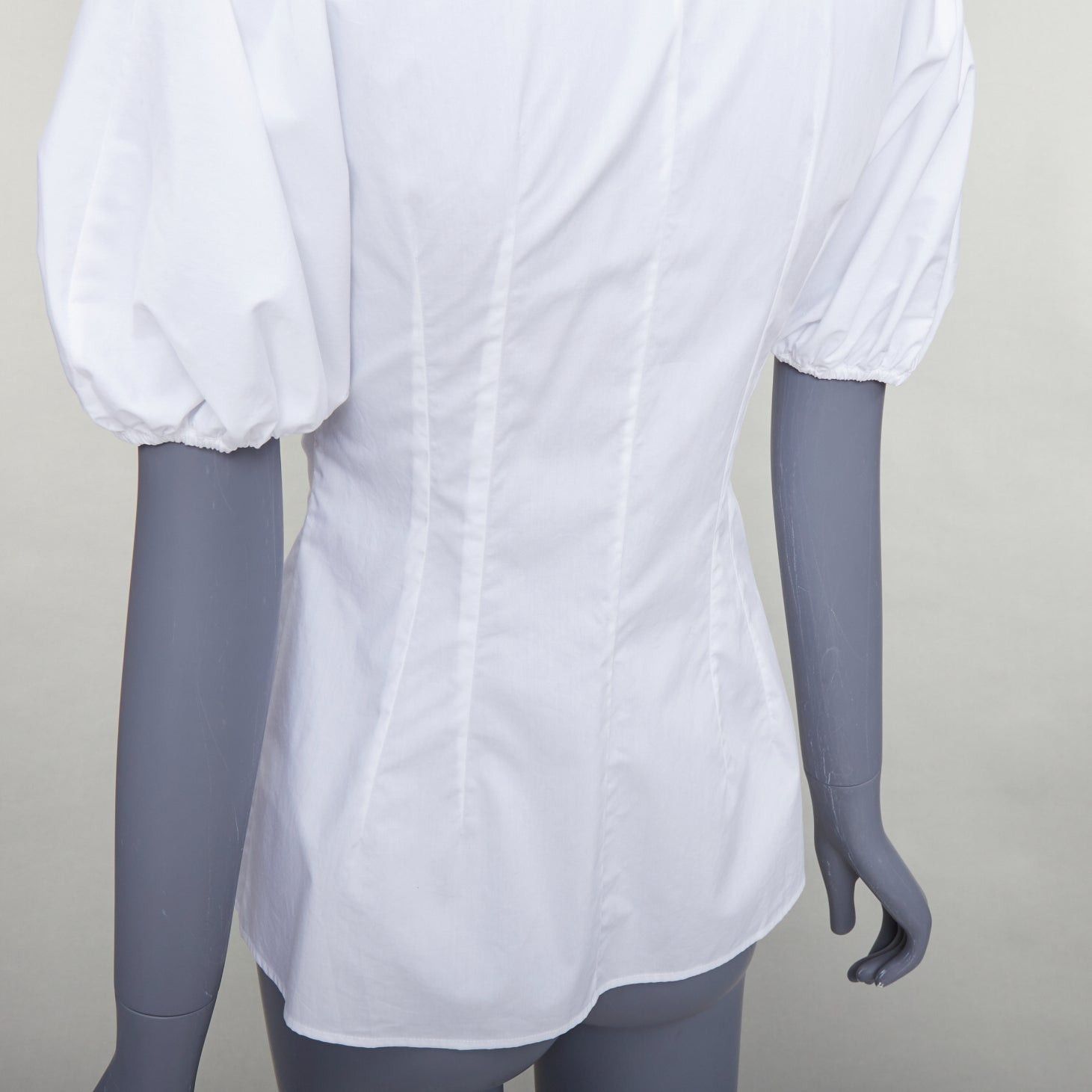 Dolce & Gabbana DOLCE GABBANA 2025 white cotton dolman puff sleeve cinched waist shirt IT38 XS Size XS / US 0-2 / IT 36-38 - 7 Thumbnail