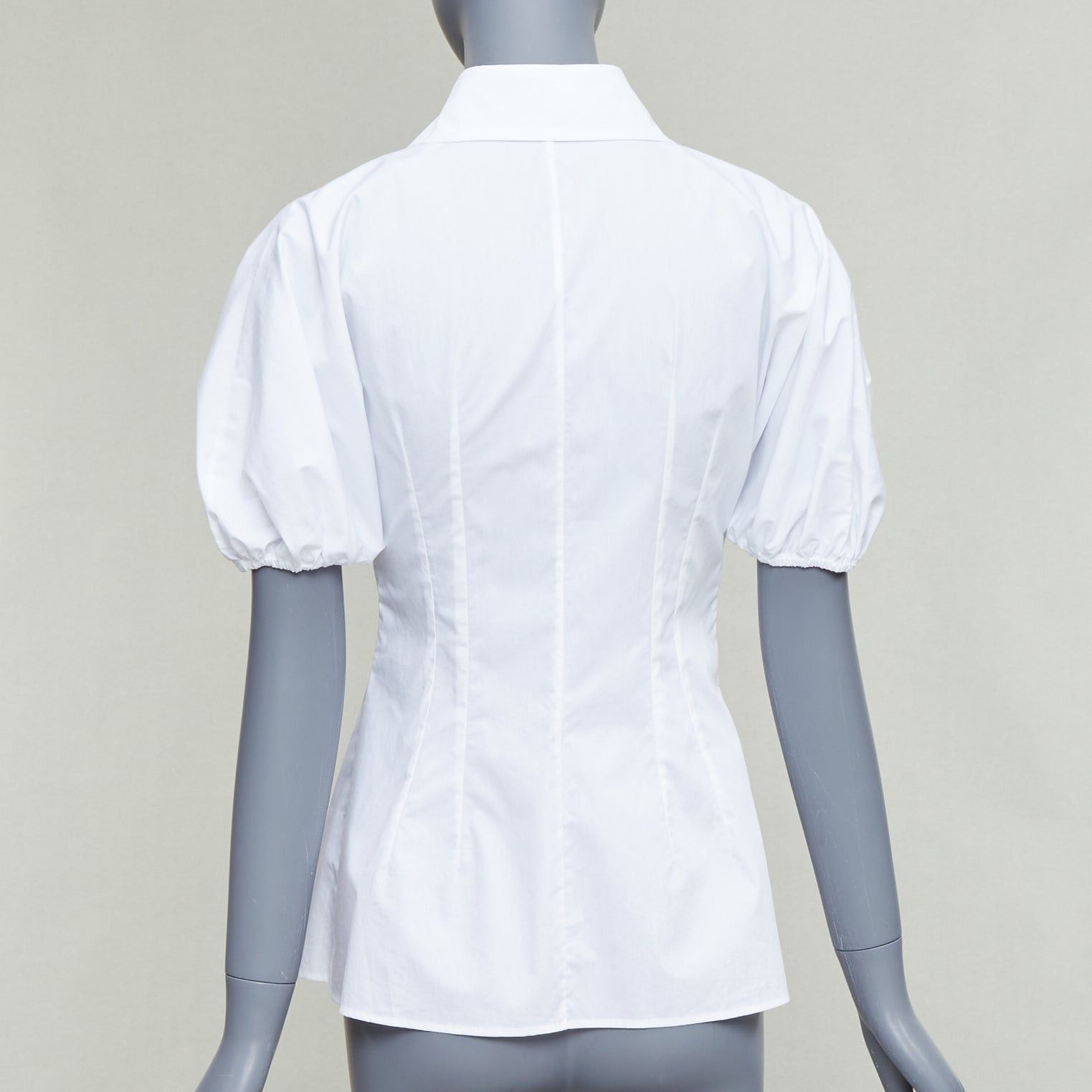 Dolce & Gabbana DOLCE GABBANA 2025 white cotton dolman puff sleeve cinched waist shirt IT38 XS Size XS / US 0-2 / IT 36-38 - 5 Thumbnail