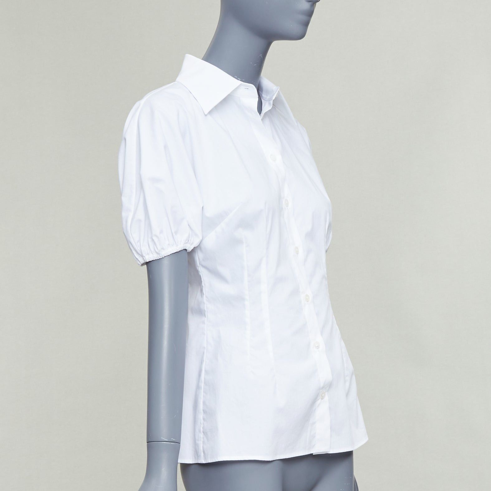 Dolce & Gabbana DOLCE GABBANA 2025 white cotton dolman puff sleeve cinched waist shirt IT38 XS Size XS / US 0-2 / IT 36-38 - 3 Thumbnail