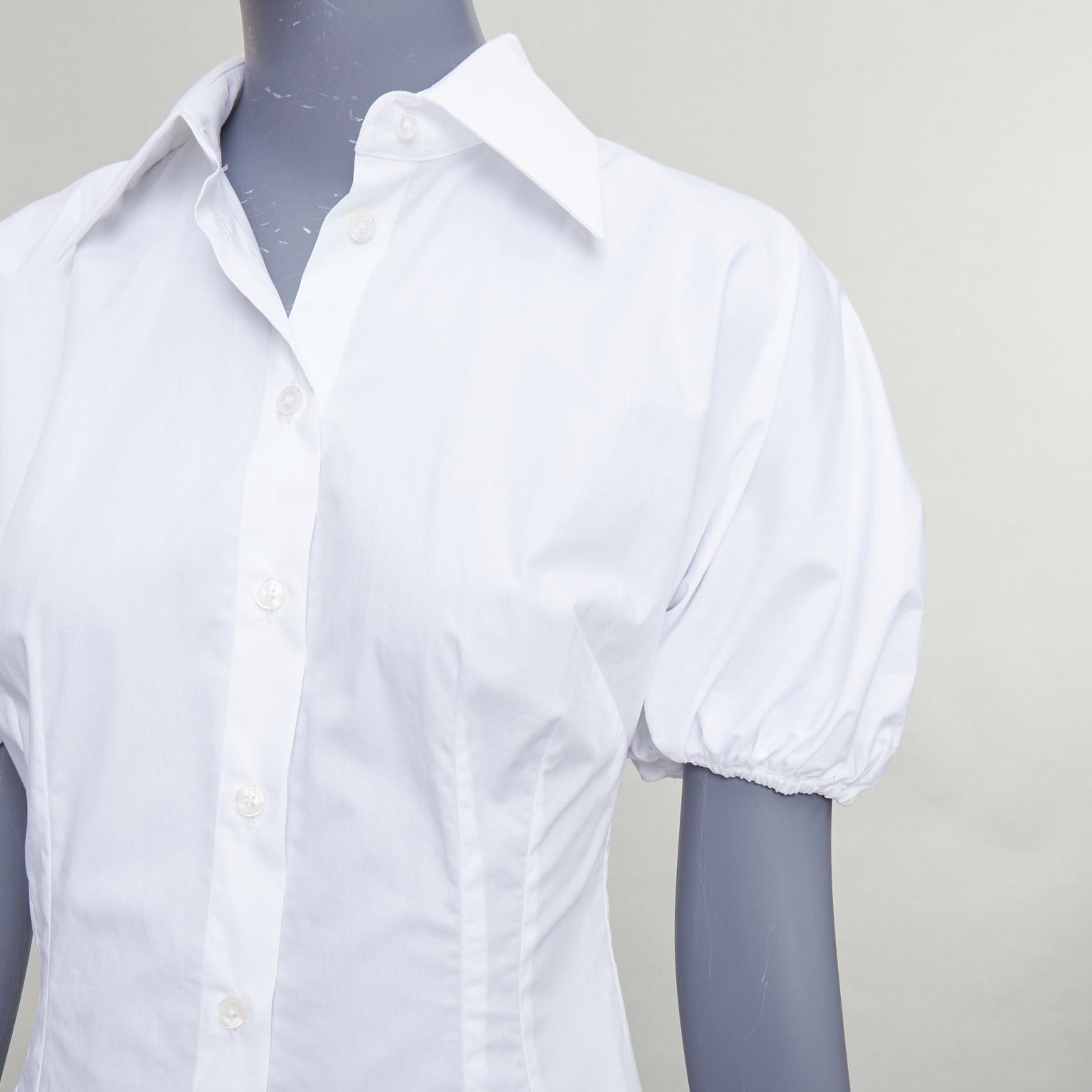 Dolce & Gabbana DOLCE GABBANA 2025 white cotton dolman puff sleeve cinched waist shirt IT38 XS Size XS / US 0-2 / IT 36-38 - 2 Thumbnail
