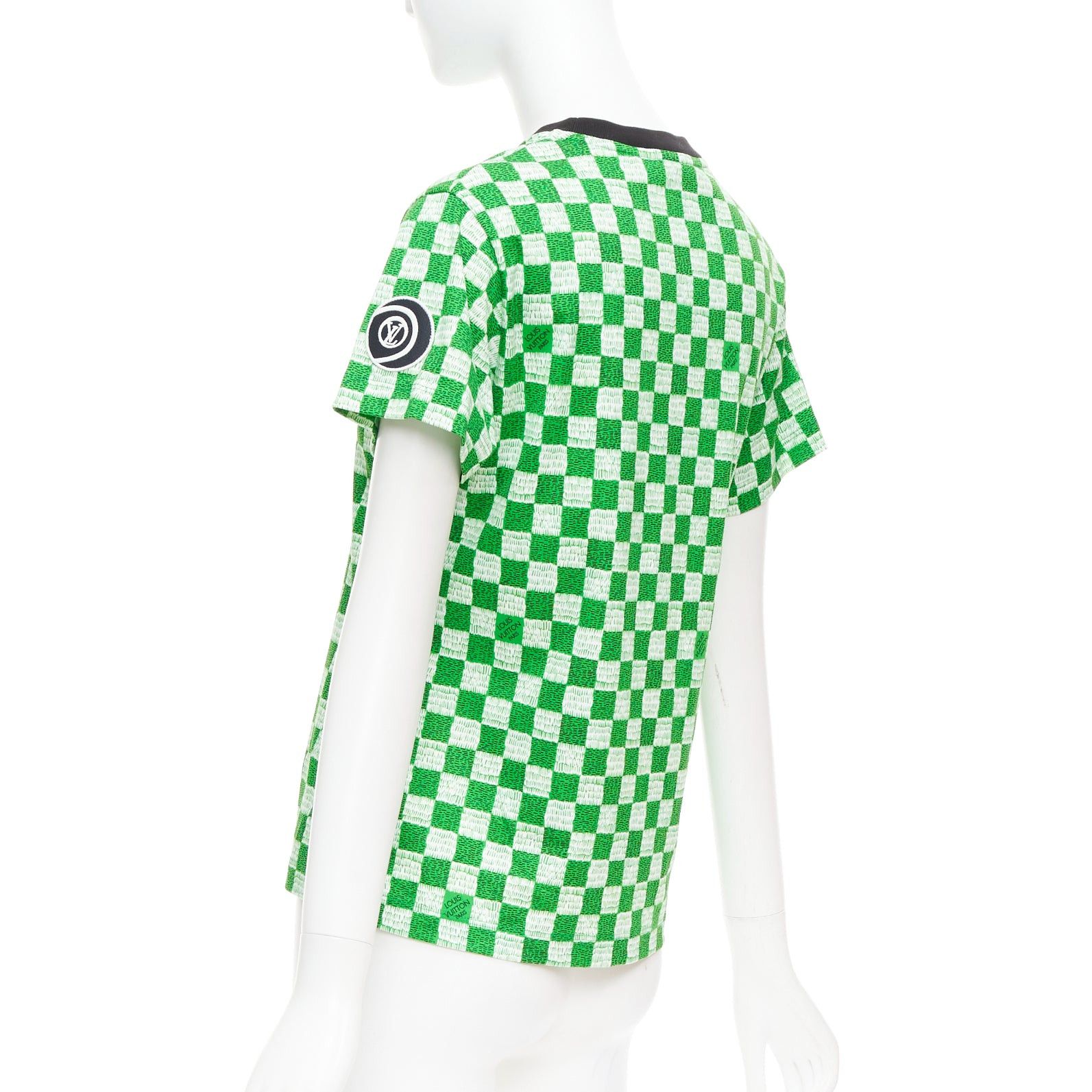 Louis Vuitton LOUIS VUITTON Damier green white cotton LV print chain detail tshirt XS Size S / US 4 / IT 40 - 6 Thumbnail