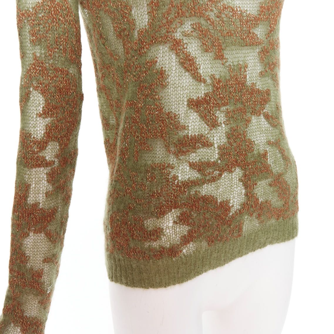 Dior DIOR 2023 Brocart green brown cashmere blend loose knit sweater FR34 XS Size XS / US 0-2 / IT 36-38 - 7 Thumbnail