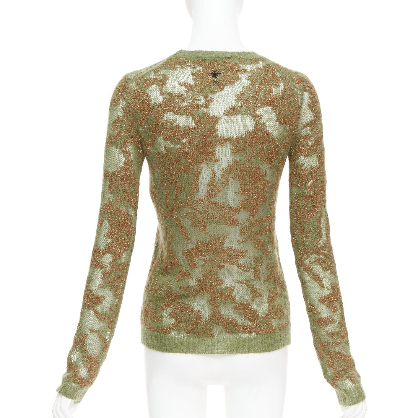 Dior DIOR 2023 Brocart green brown cashmere blend loose knit sweater FR34 XS Size XS / US 0-2 / IT 36-38 - 5 Thumbnail