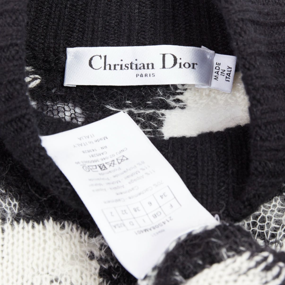 Dior DIOR ChecknDior black white cashmere check sheer turtleneck sweater FR34 XS Size XS / US 0-2 / IT 36-38 - 9 Thumbnail