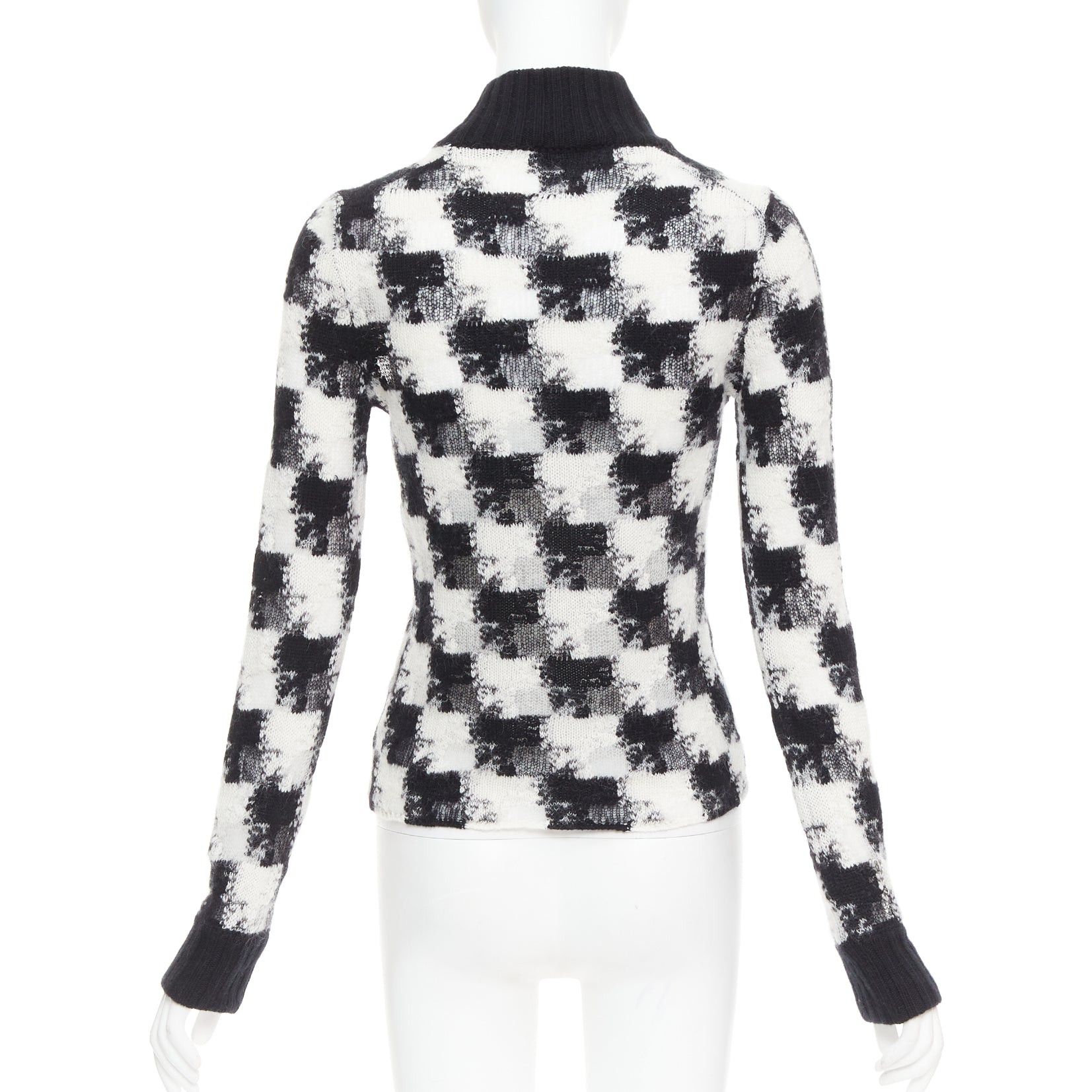 Dior DIOR ChecknDior black white cashmere check sheer turtleneck sweater FR34 XS Size XS / US 0-2 / IT 36-38 - 5 Thumbnail