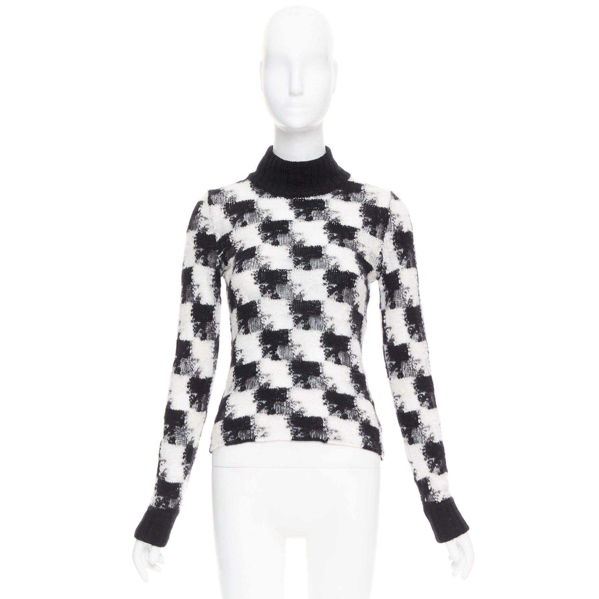 Dior DIOR ChecknDior black white cashmere check sheer turtleneck sweater FR34 XS Size XS / US 0-2 / IT 36-38 - 10 Thumbnail