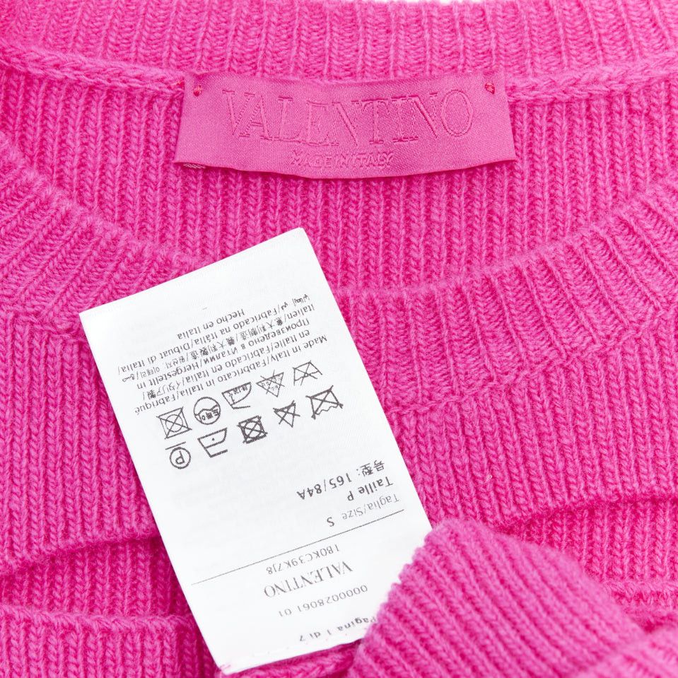 Valentino VALENTINO 2022 Pier Paolo Piccioli pink virgin wool cut out crop sweater S Size S / US 4 / IT 40 - 8 Thumbnail