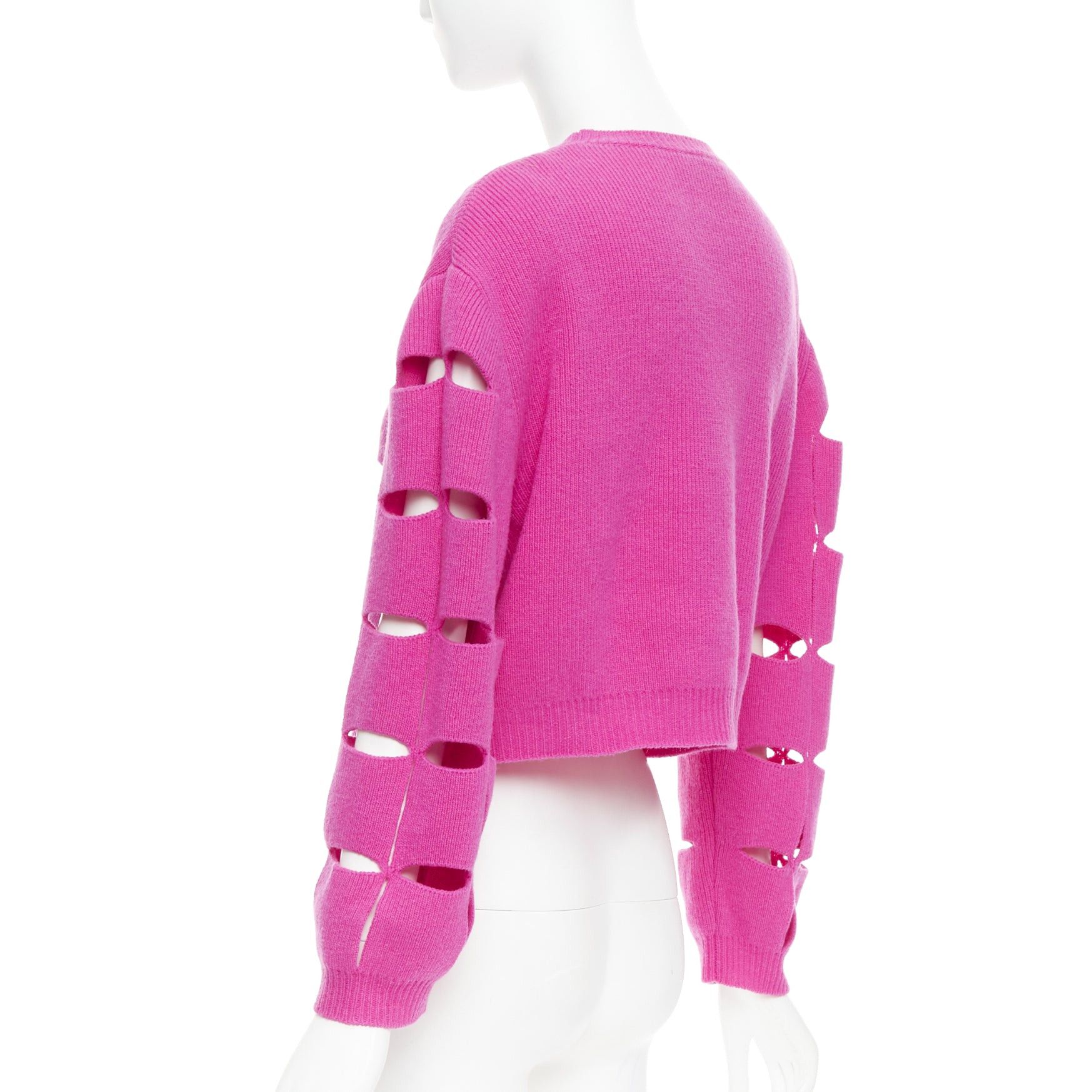 Valentino VALENTINO 2022 Pier Paolo Piccioli pink virgin wool cut out crop sweater S Size S / US 4 / IT 40 - 6 Thumbnail