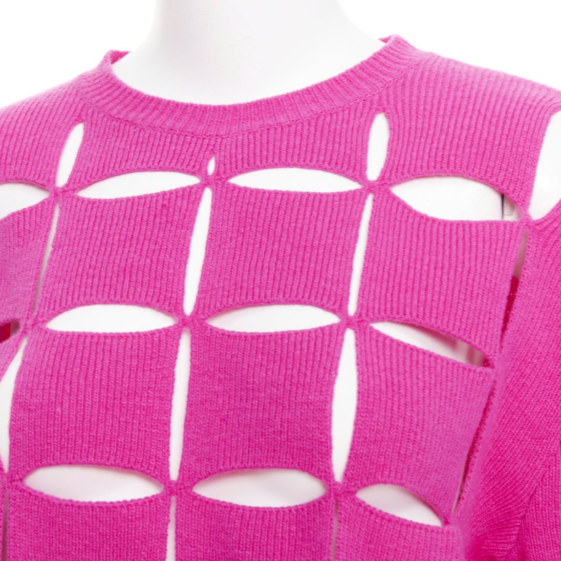 Valentino VALENTINO 2022 Pier Paolo Piccioli pink virgin wool cut out crop sweater S Size S / US 4 / IT 40 - 2 Thumbnail