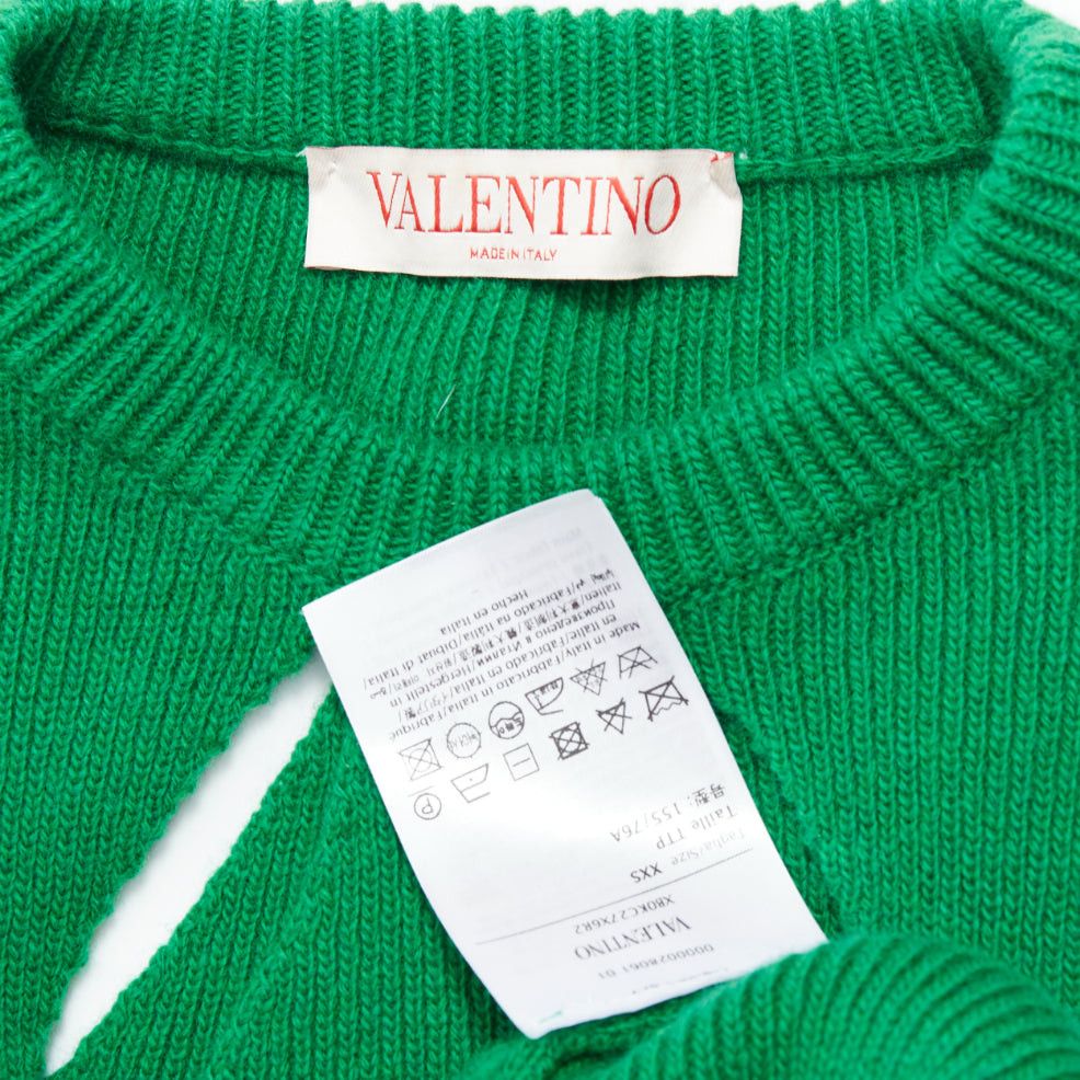 Valentino VALENTINO 2022 Pier Paolo Piccioli green virgin wool cut out sweater XXS Size XS / US 0-2 / IT 36-38 - 8 Thumbnail