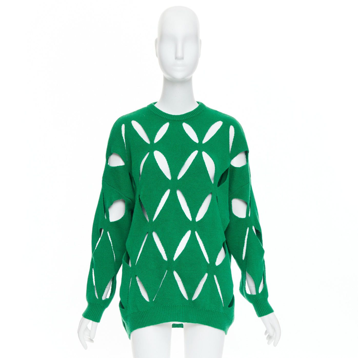 Valentino VALENTINO 2022 Pier Paolo Piccioli green virgin wool cut out sweater XXS Size XS / US 0-2 / IT 36-38 - 9 Thumbnail