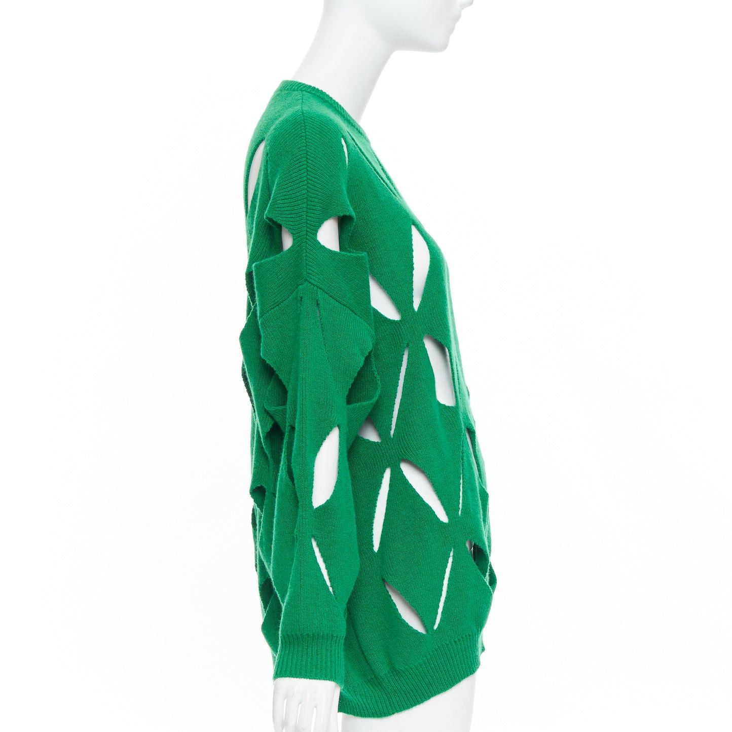 Valentino VALENTINO 2022 Pier Paolo Piccioli green virgin wool cut out sweater XXS Size XS / US 0-2 / IT 36-38 - 4 Thumbnail