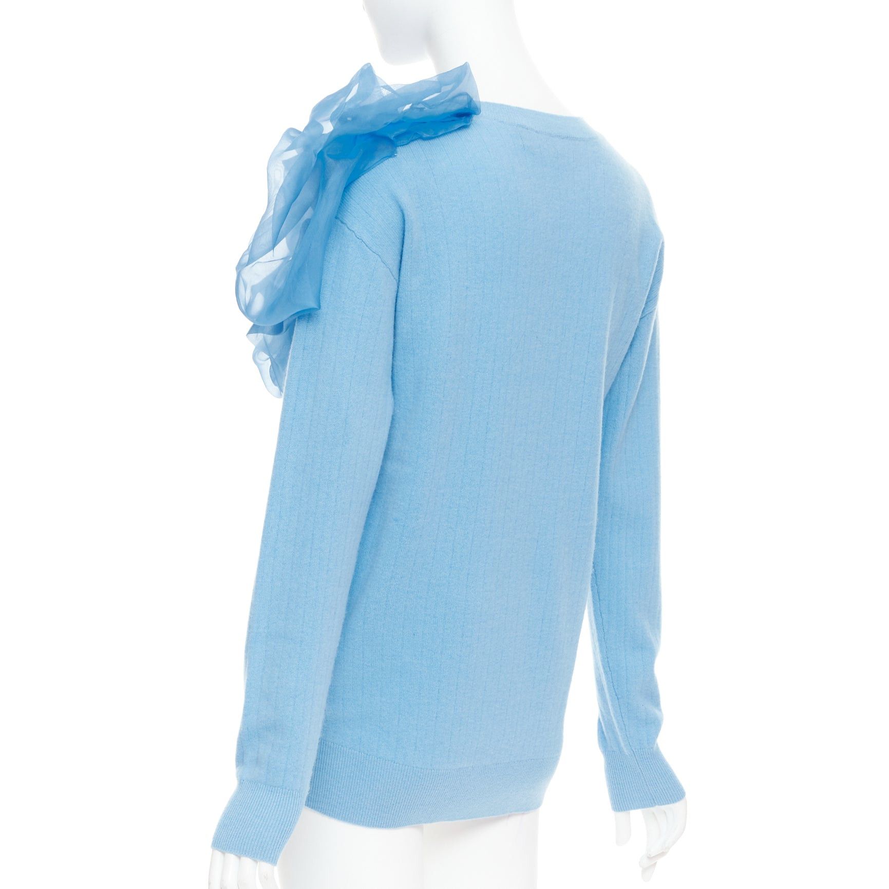 Sies Marjan SIES MARJAN Awa b/lue cashmere wool organza rosette ruffle sweater XS Size S / US 4 / IT 40 - 6 Thumbnail