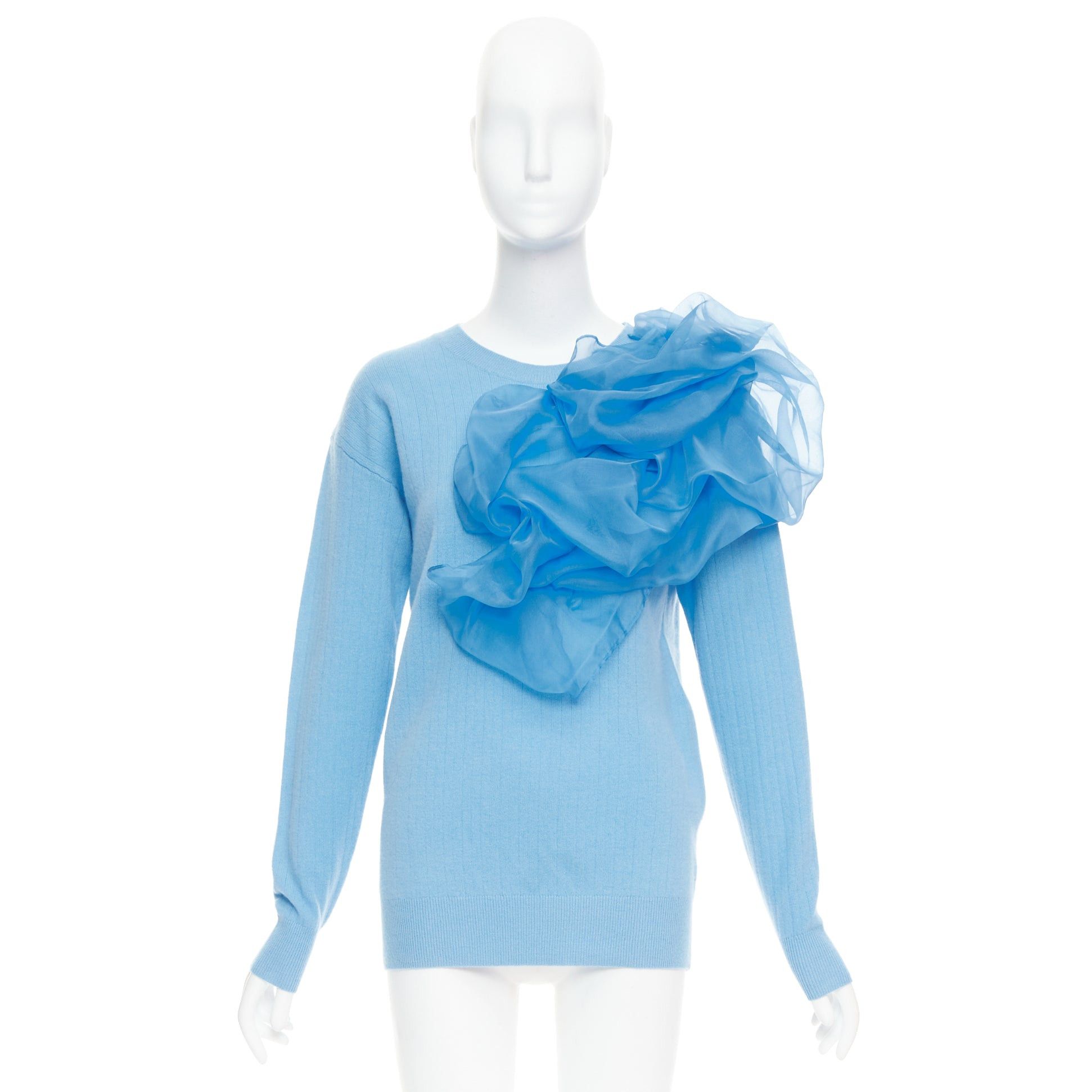 Sies Marjan SIES MARJAN Awa b/lue cashmere wool organza rosette ruffle sweater XS Size S / US 4 / IT 40 - 9 Thumbnail