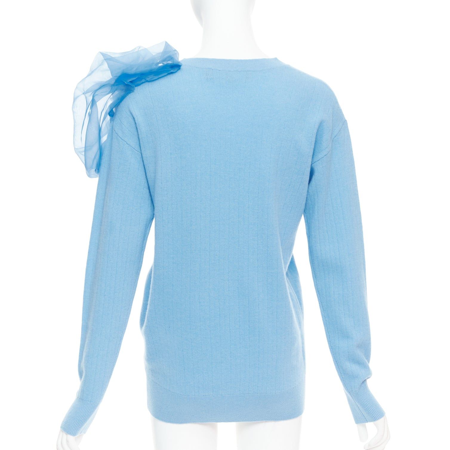 Sies Marjan SIES MARJAN Awa b/lue cashmere wool organza rosette ruffle sweater XS Size S / US 4 / IT 40 - 5 Thumbnail